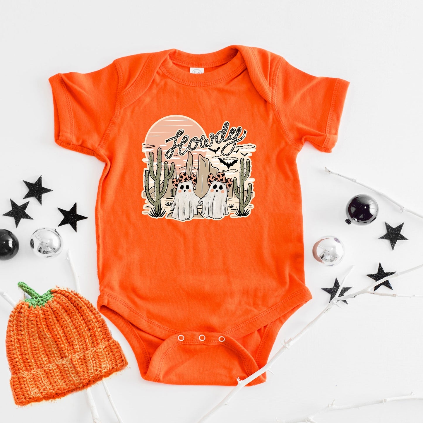Howdy Ghosties | Baby Graphic Short Sleeve Bodysuit