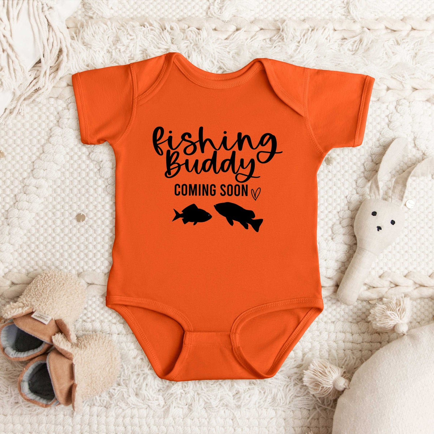 Fishing Buddy Coming Soon | Baby Graphic Short Sleeve Bodysuit