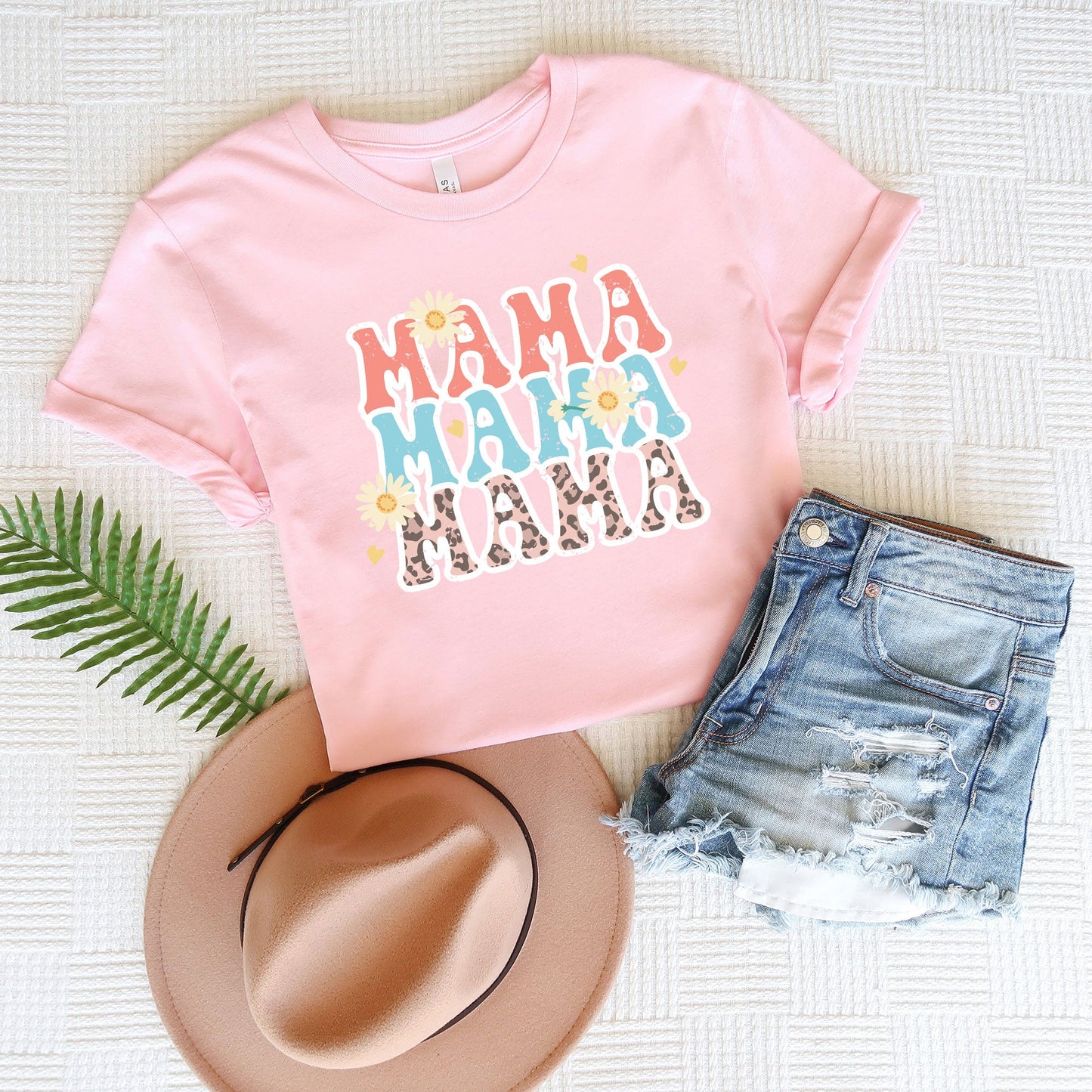 Mama Stacked Floral Colorful | Short Sleeve Graphic Tee