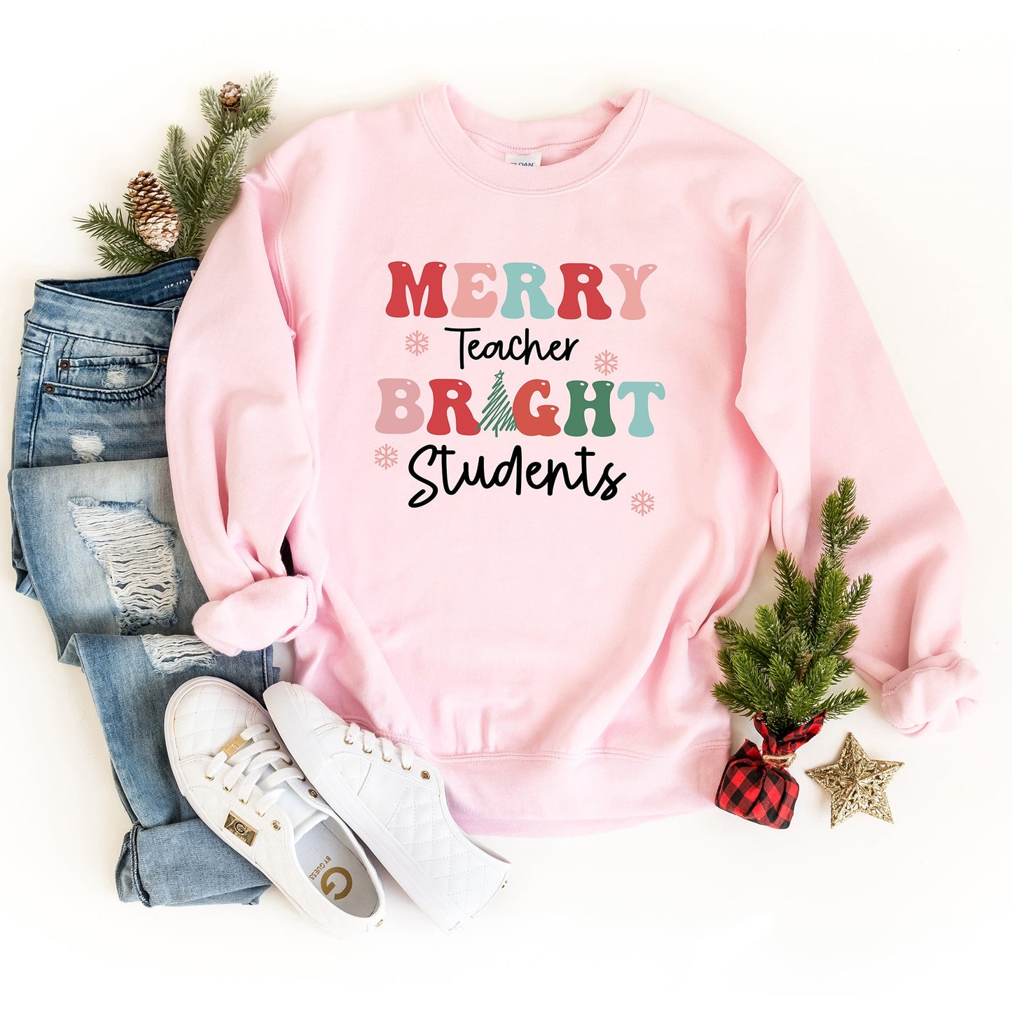 Merry Teacher Bright Students | Sweatshirt