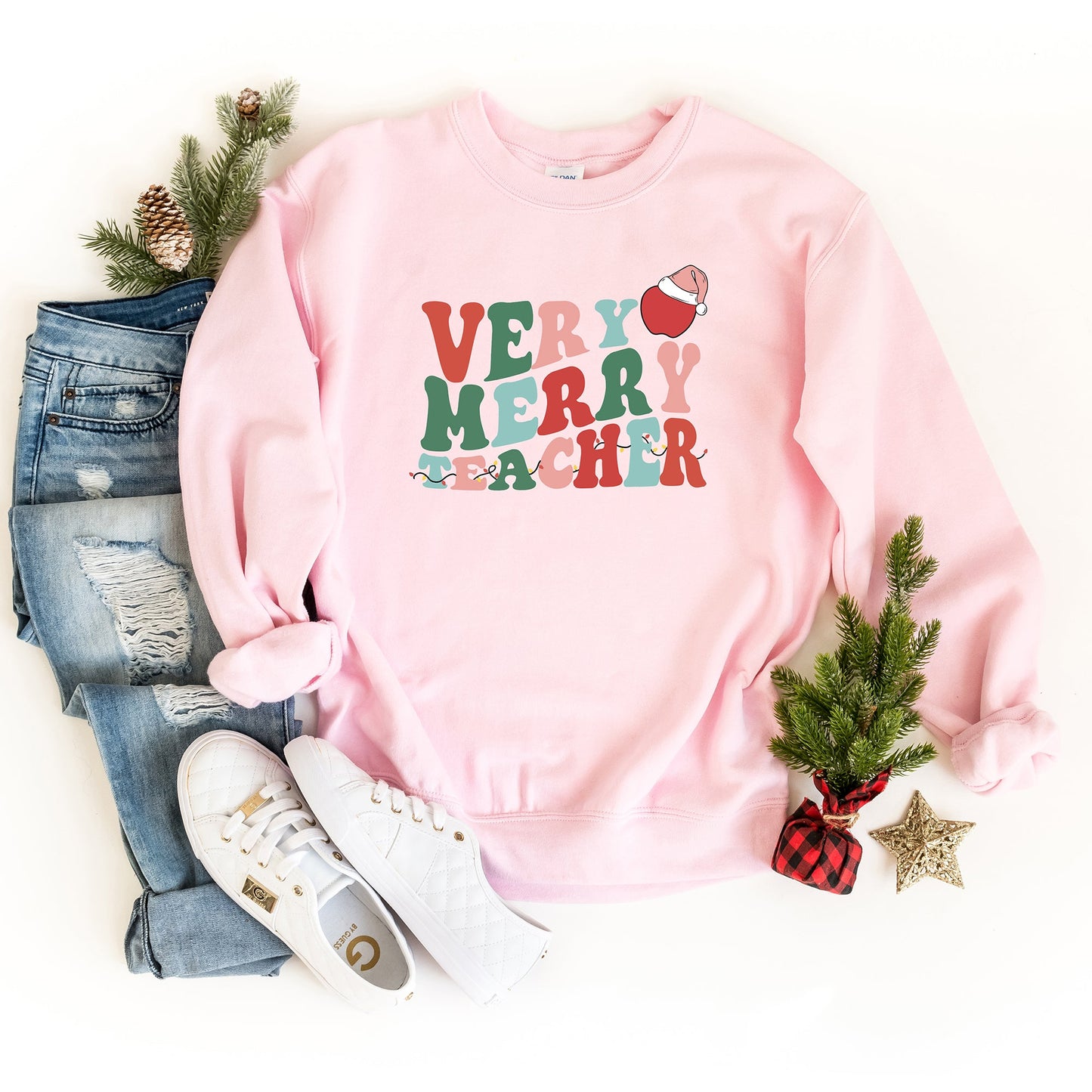 Very Merry Teacher Wavy | Sweatshirt