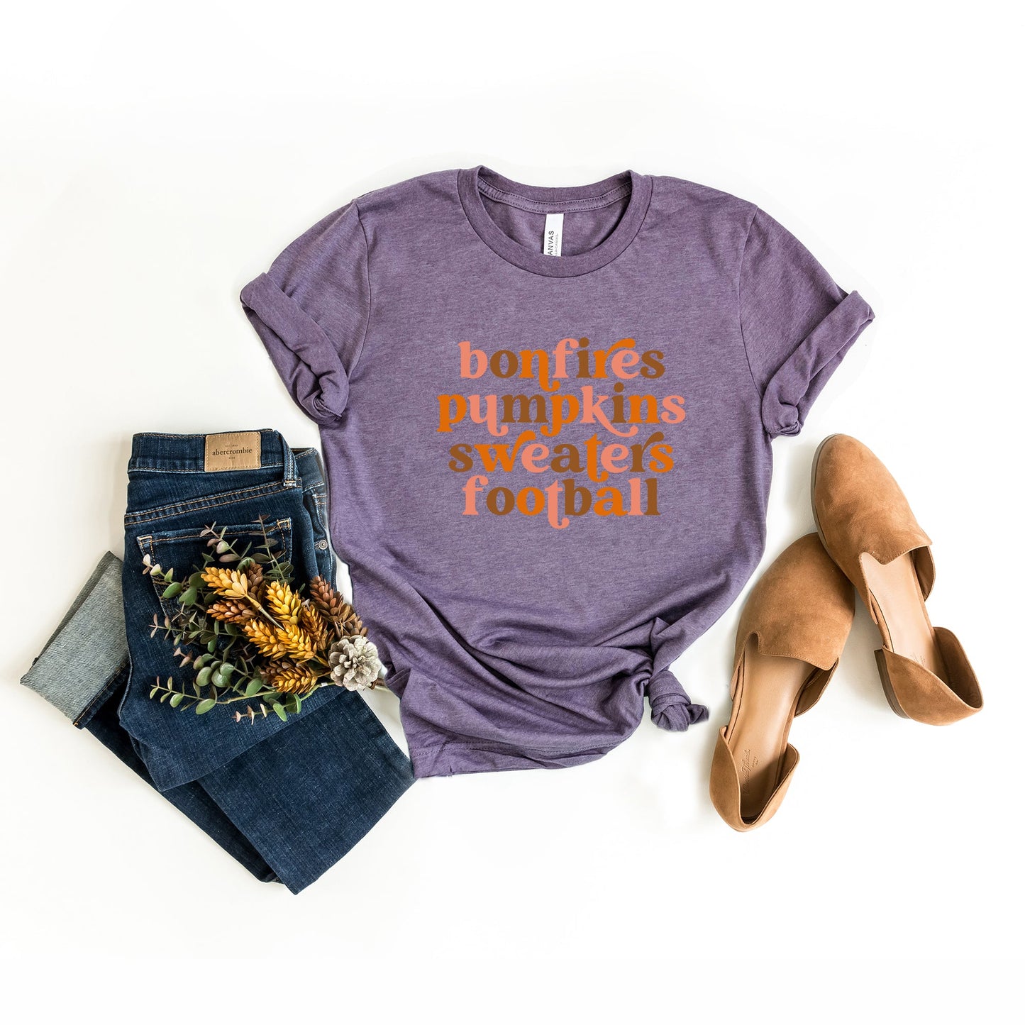 Bonfires Pumpkins Sweaters Colorful | Short Sleeve Graphic Tee