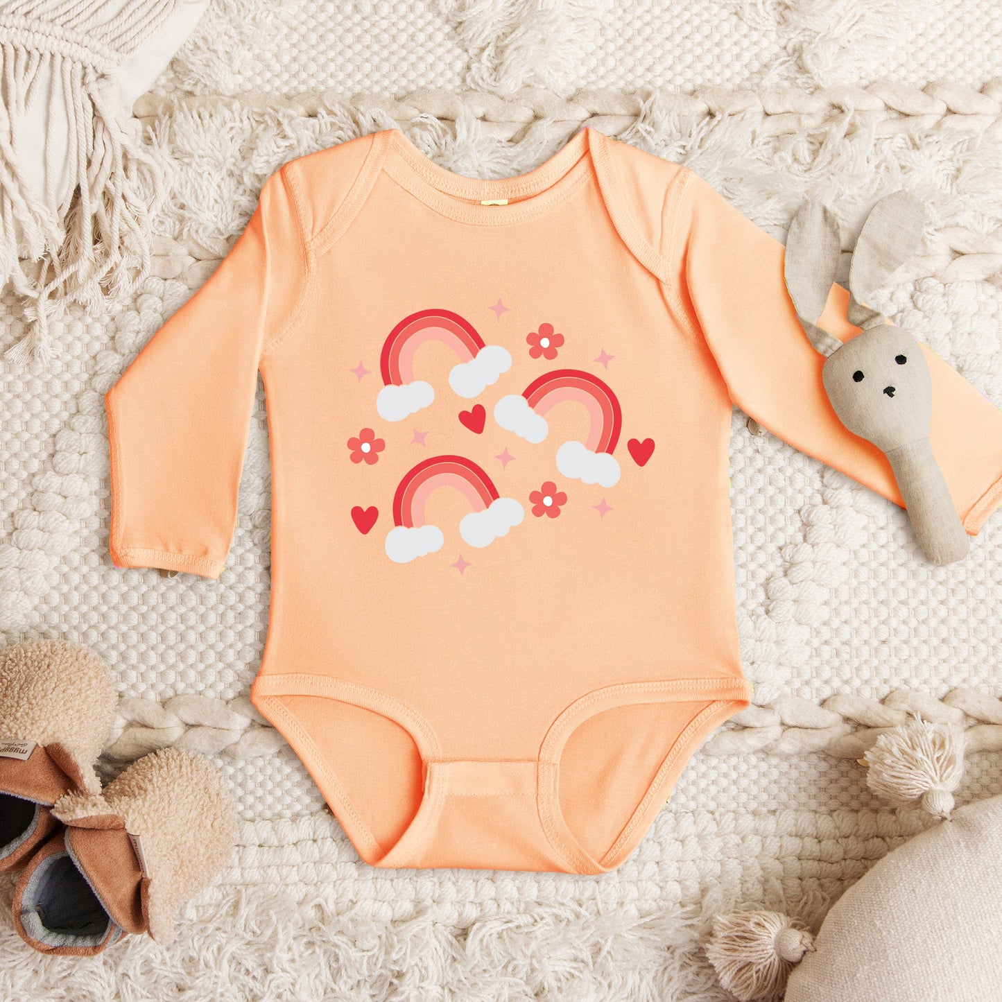 Valentine Rainbow | Baby Graphic Long Sleeve Bodysuit