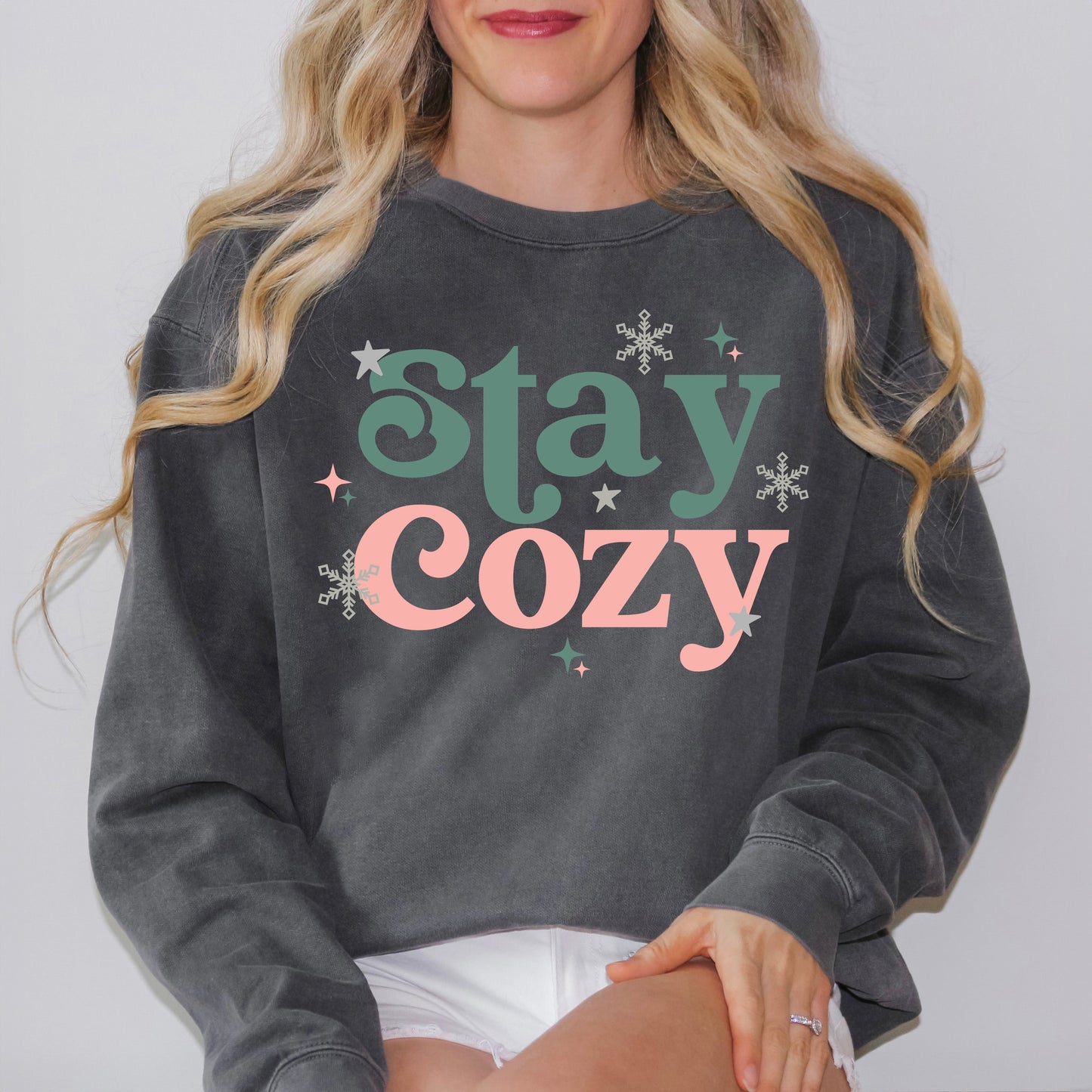 Stay Cozy Snowflake | Garment Dyed Sweatshirt