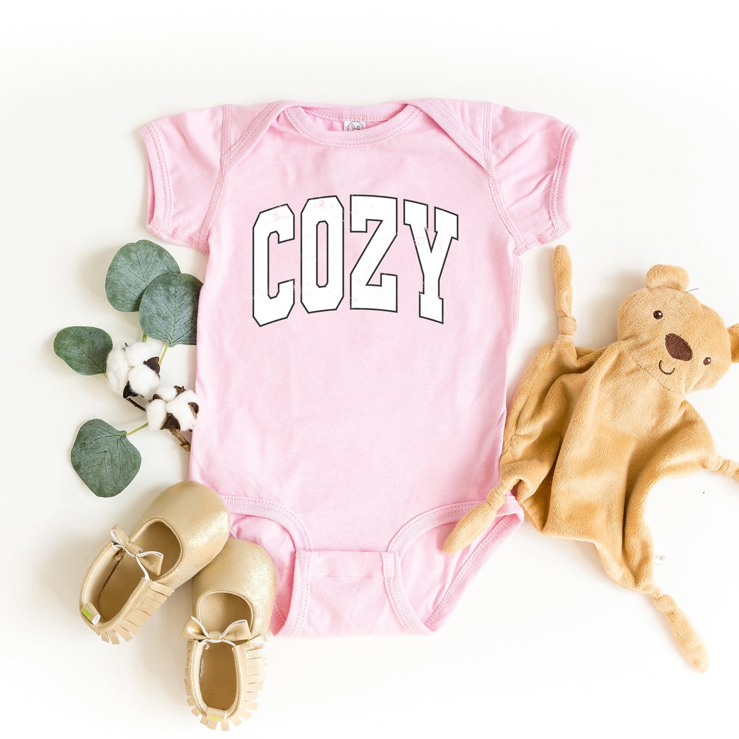 Cozy Worn Varsity | Baby Graphic Short Sleeve Bodysuit