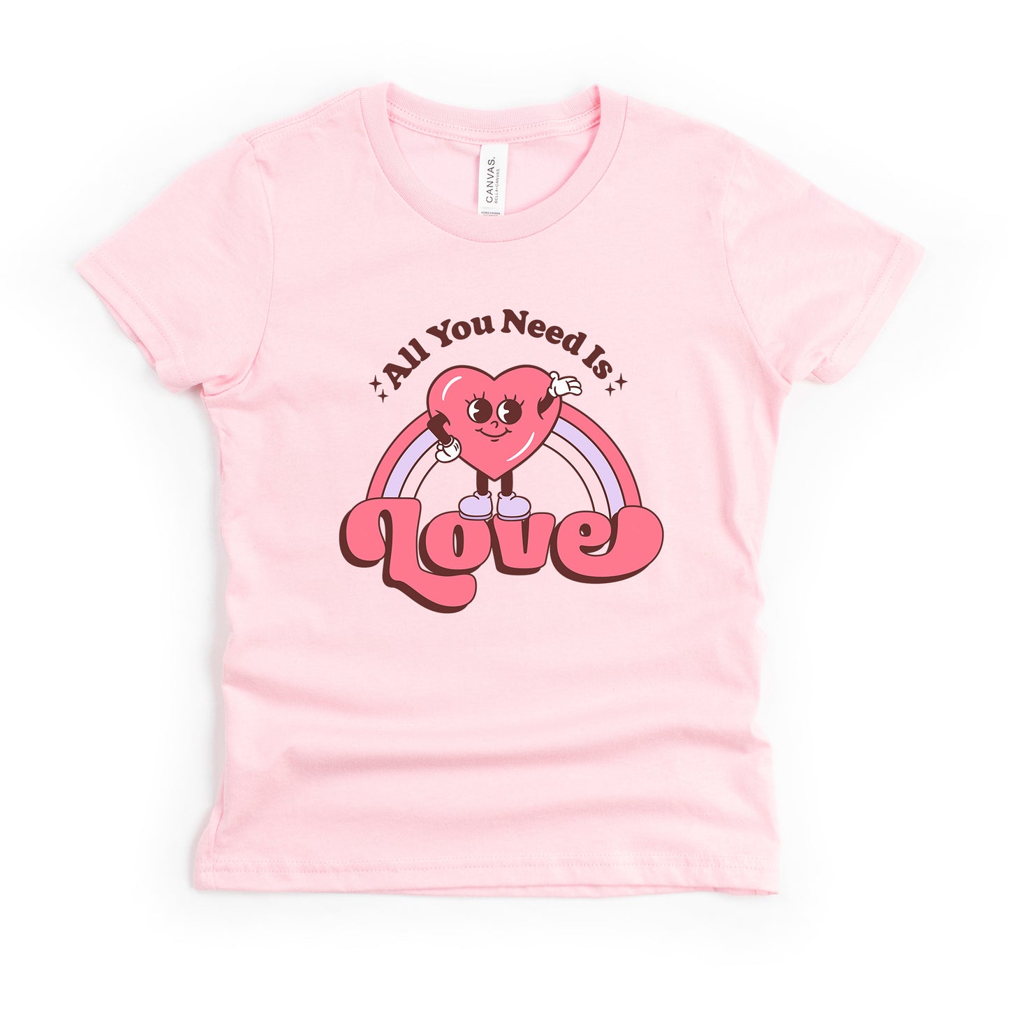 All You Need Is Love Heart Rainbow | Youth Short Sleeve Crew Neck