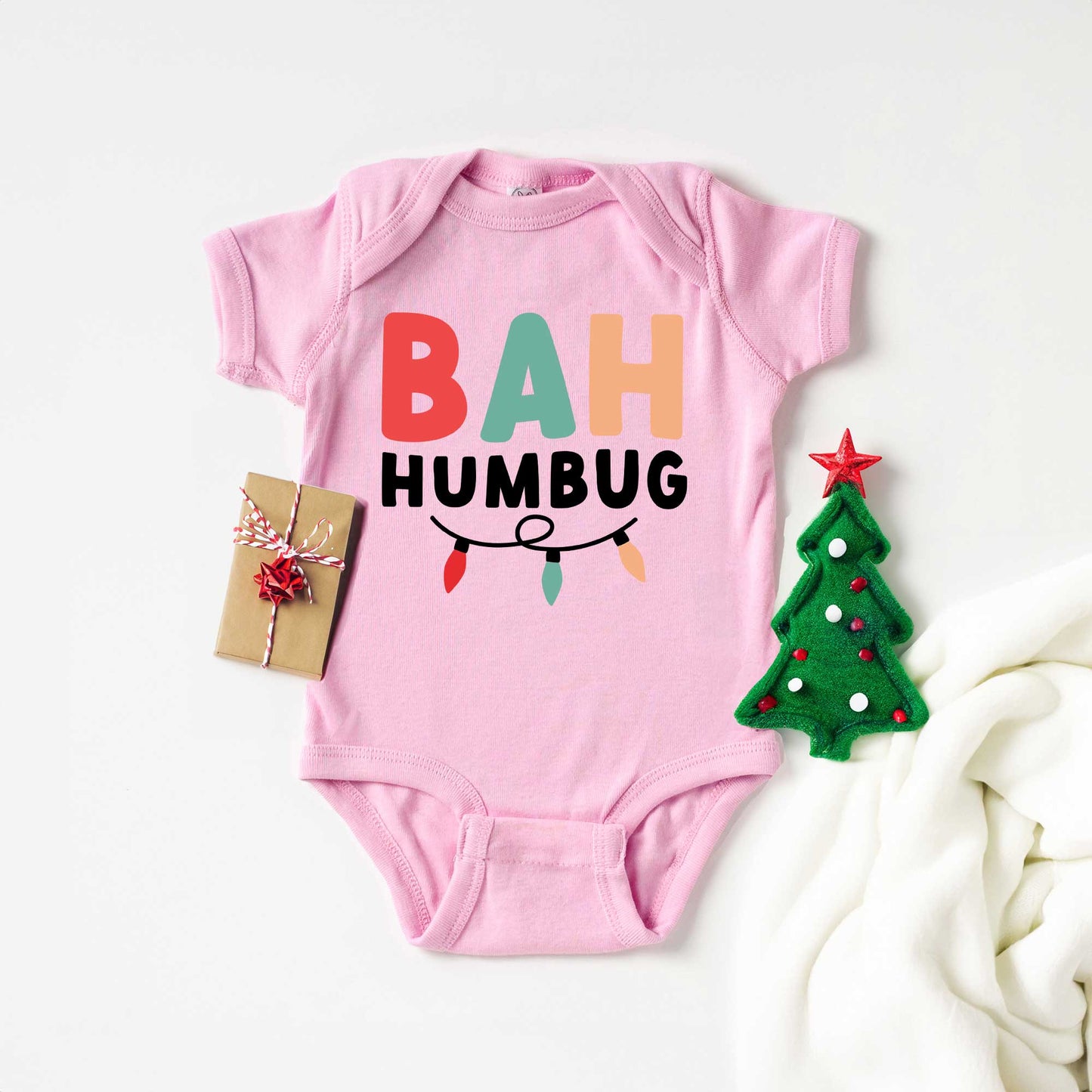 Bah Humbug Lights | Baby Graphic Short Sleeve Bodysuit
