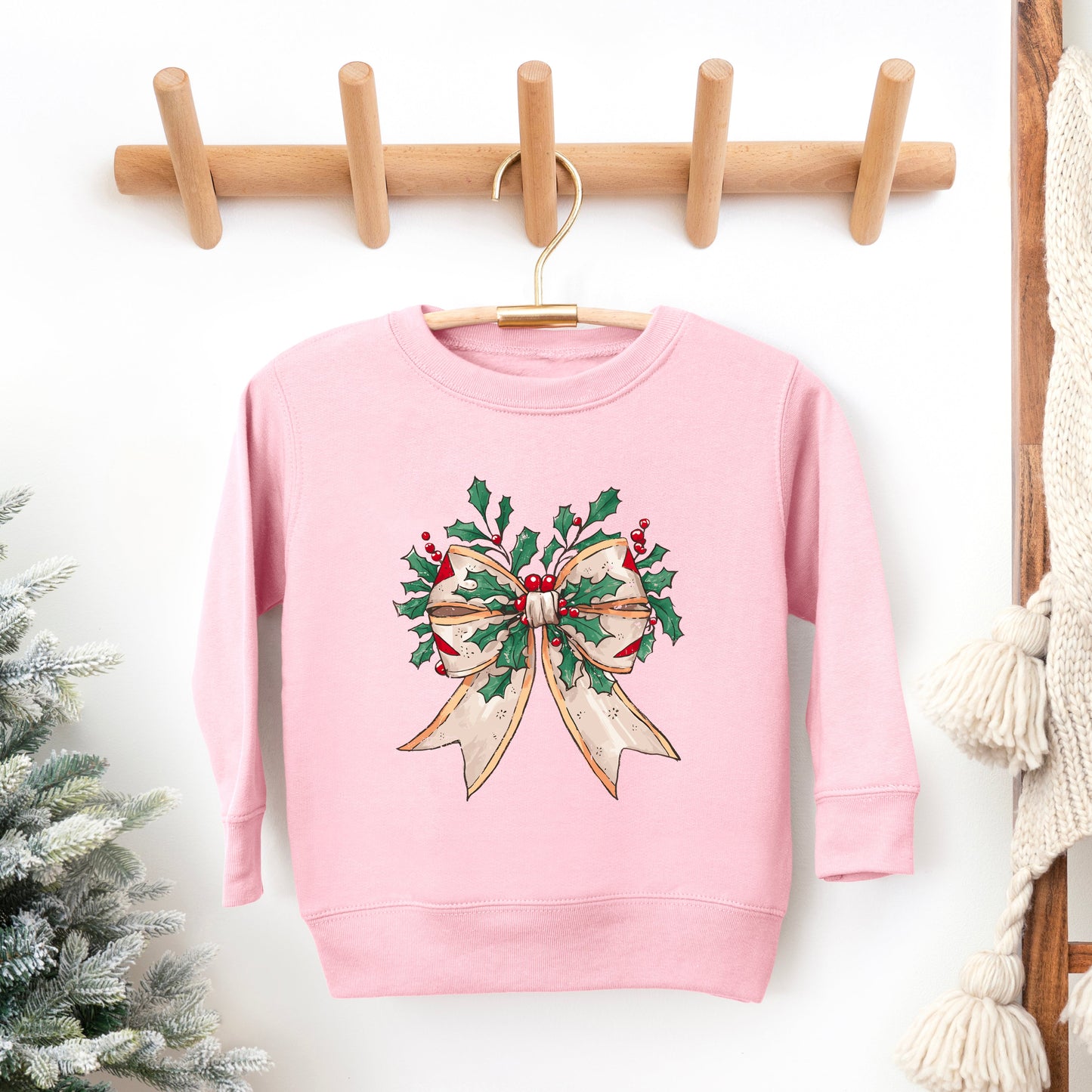 Holly Leaves Coquette | Toddler Graphic Sweatshirt