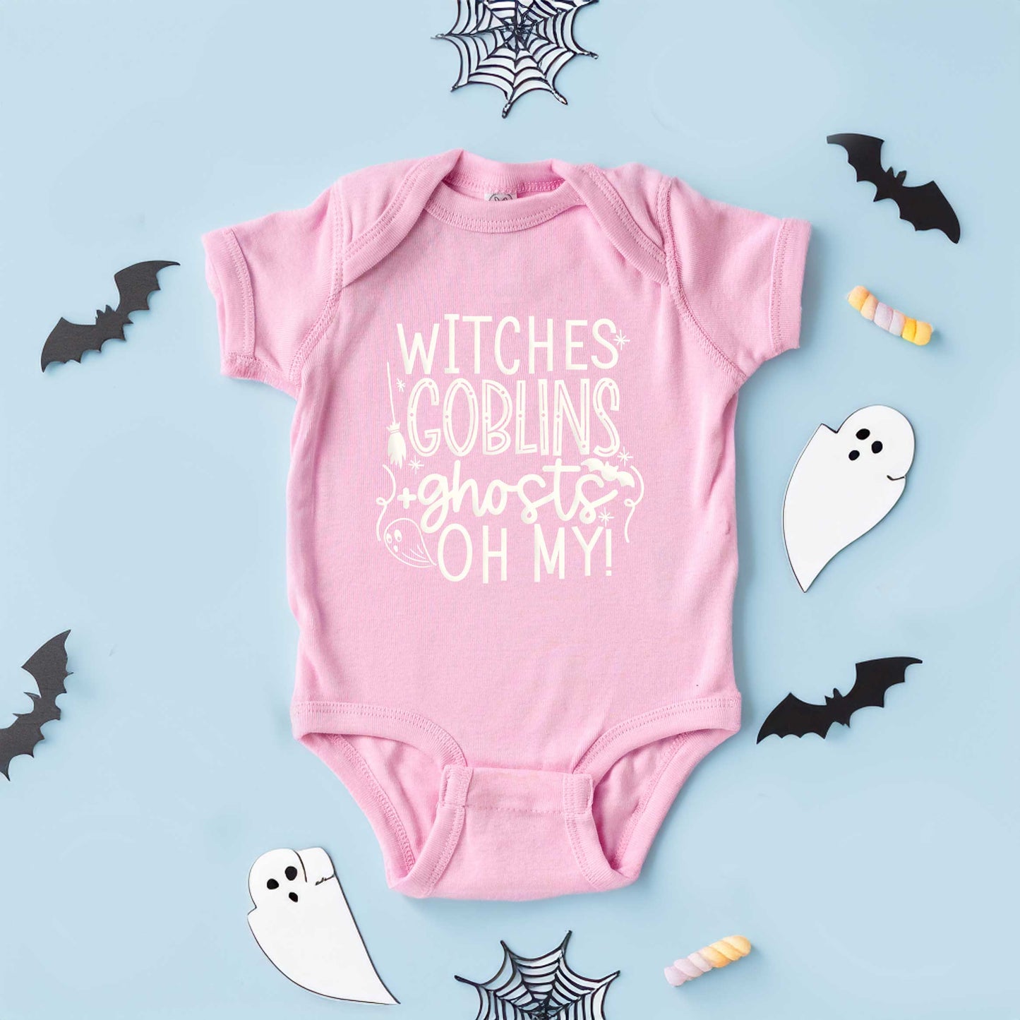 Witches Goblins Ghosts | Baby Graphic Short Sleeve Bodysuit