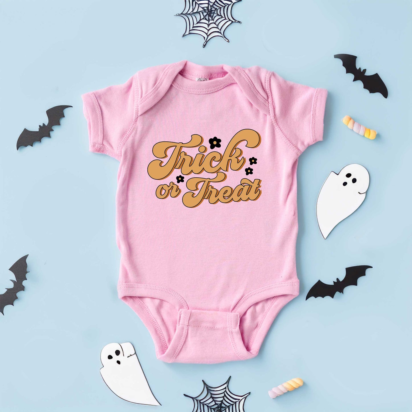 Trick Or Treat Flowers | Baby Graphic Short Sleeve Bodysuit