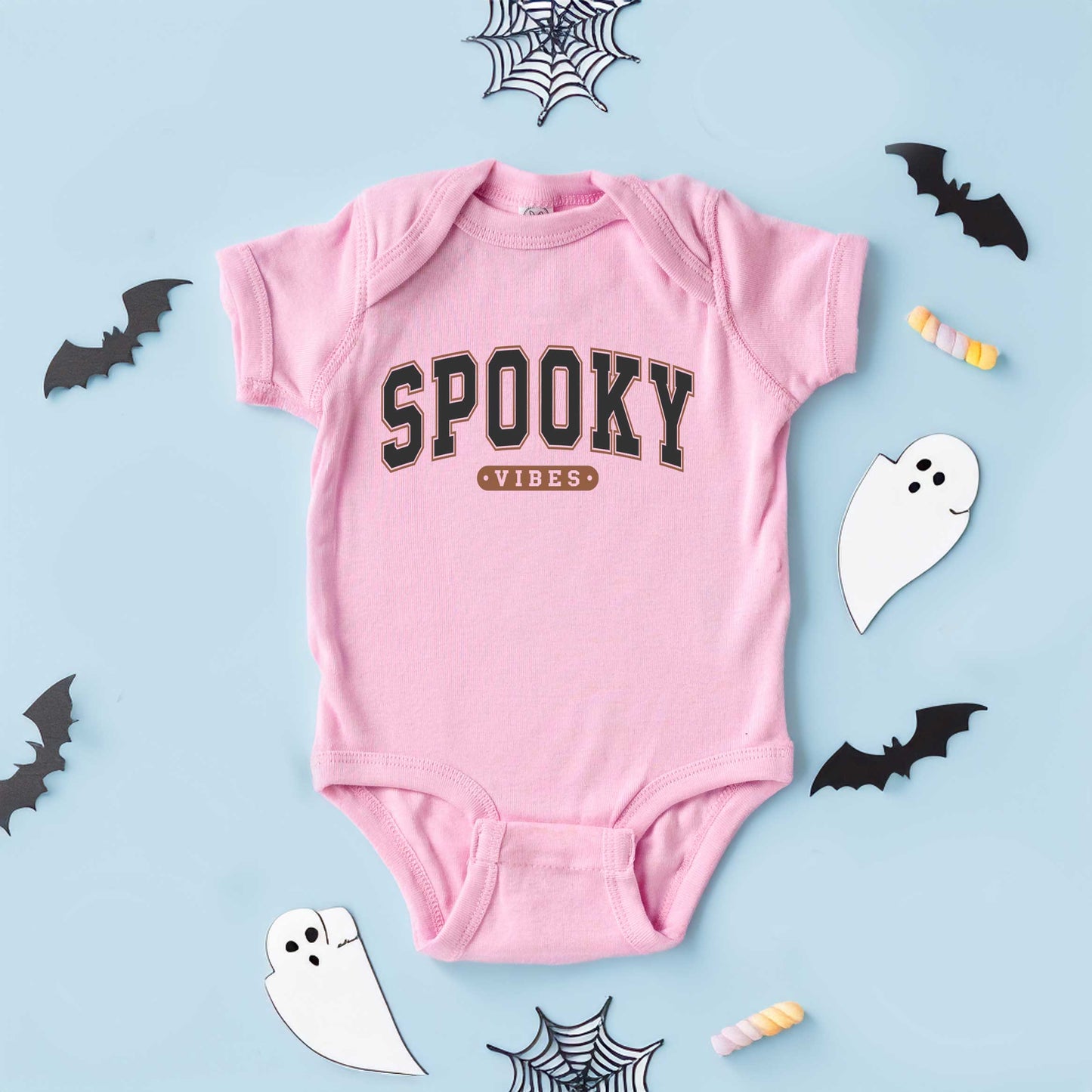 Varsity Spooky Vibes | Baby Graphic Short Sleeve Bodysuit
