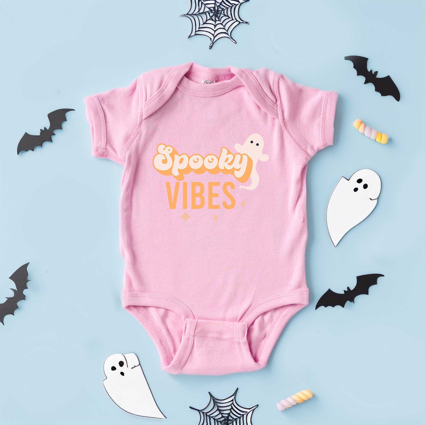 Spooky Vibes Colorful | Baby Graphic Short Sleeve Bodysuit