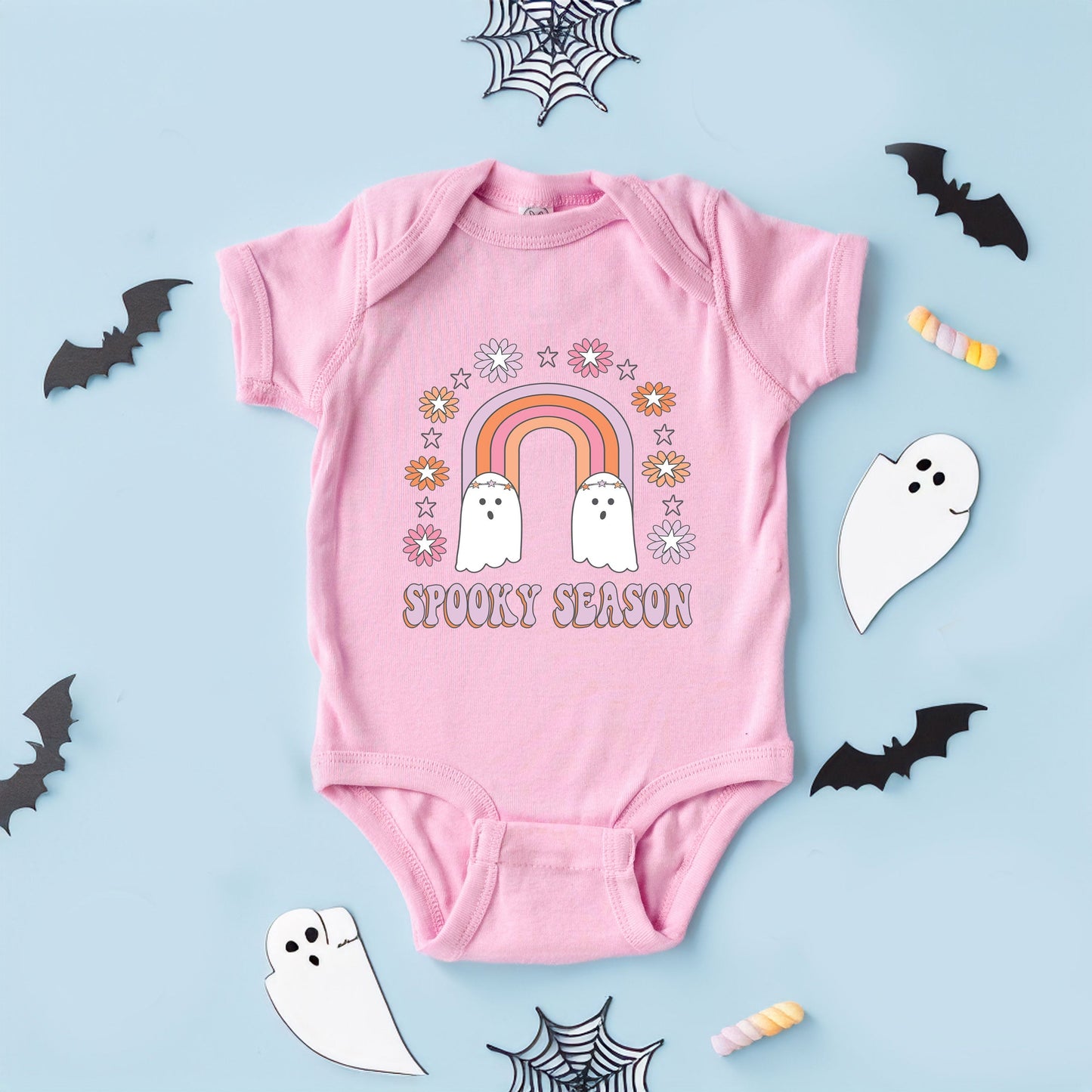 Spooky Season Rainbow | Baby Graphic Short Sleeve Bodysuit