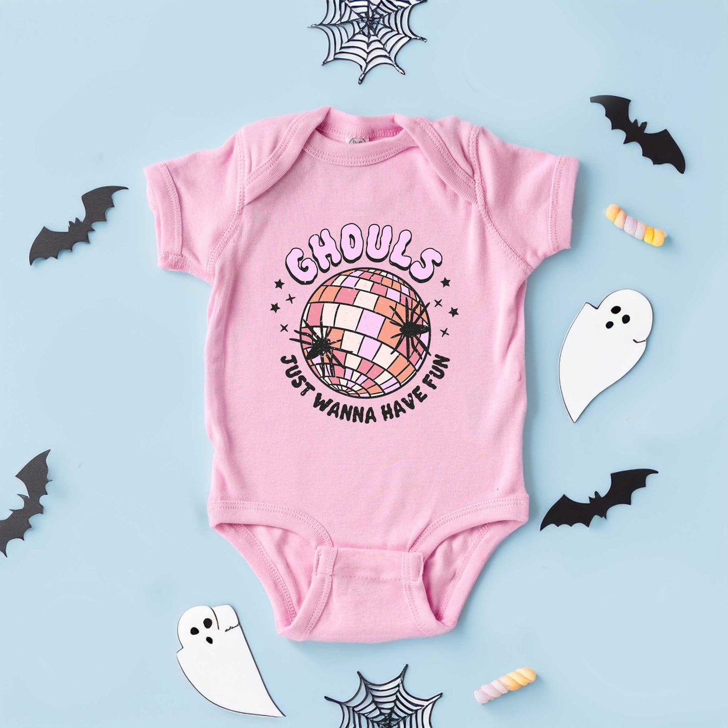 Ghouls Disco Ball | Baby Graphic Short Sleeve Bodysuit