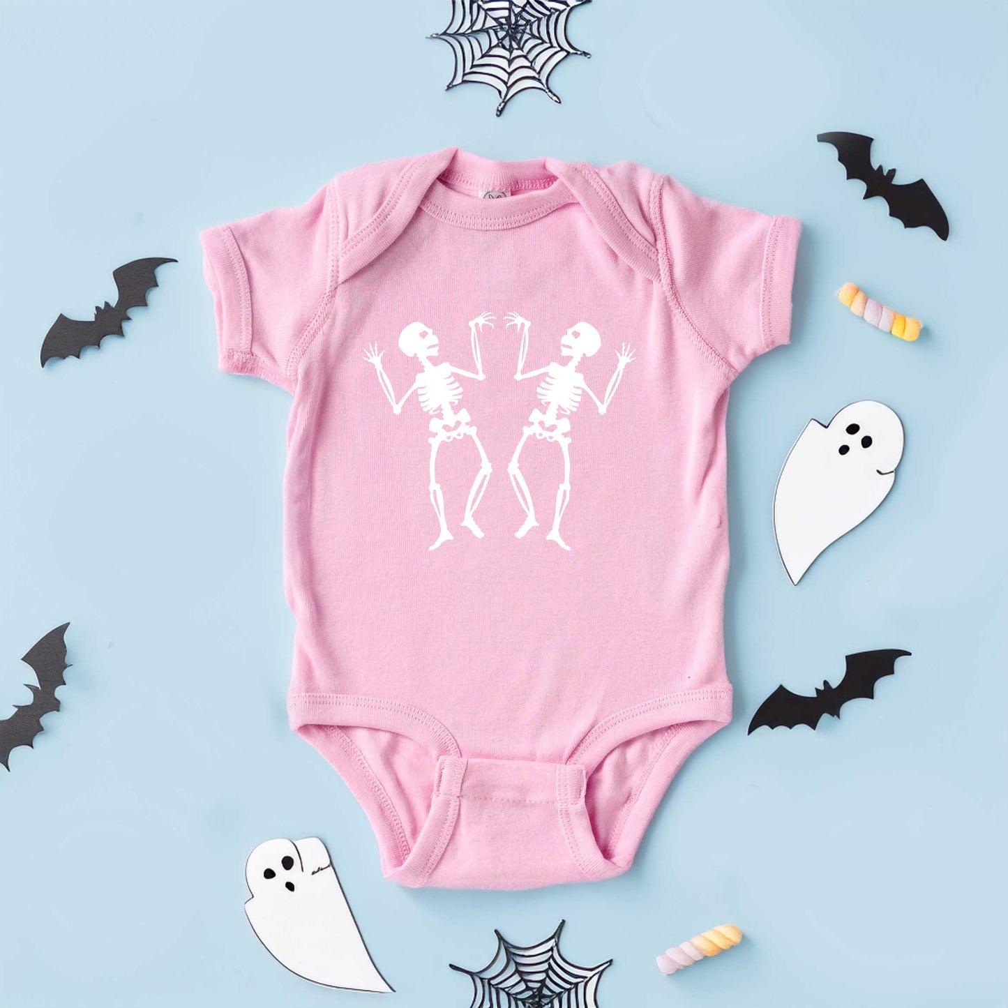 Two Dancing Skeletons | Baby Graphic Short Sleeve Bodysuit