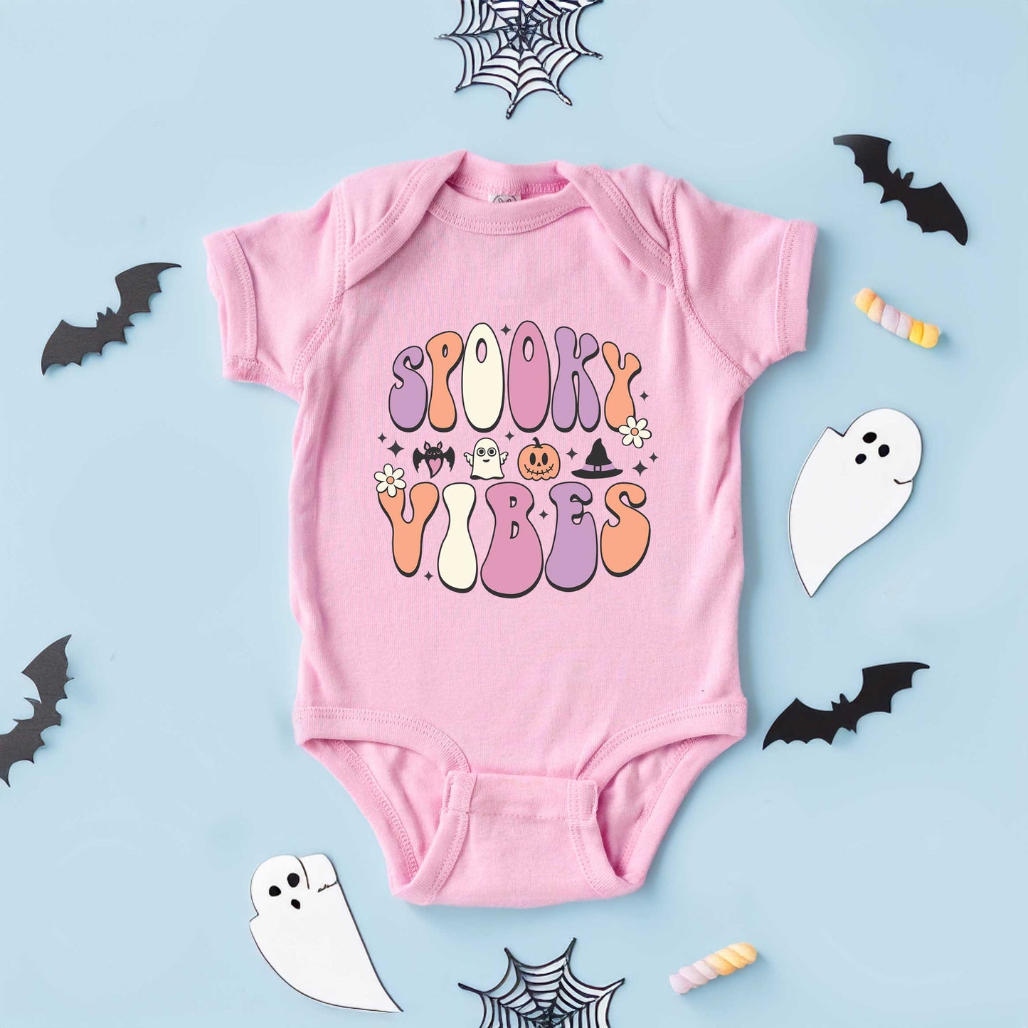 Spooky Vibes Bubble | Baby Graphic Short Sleeve Bodysuit
