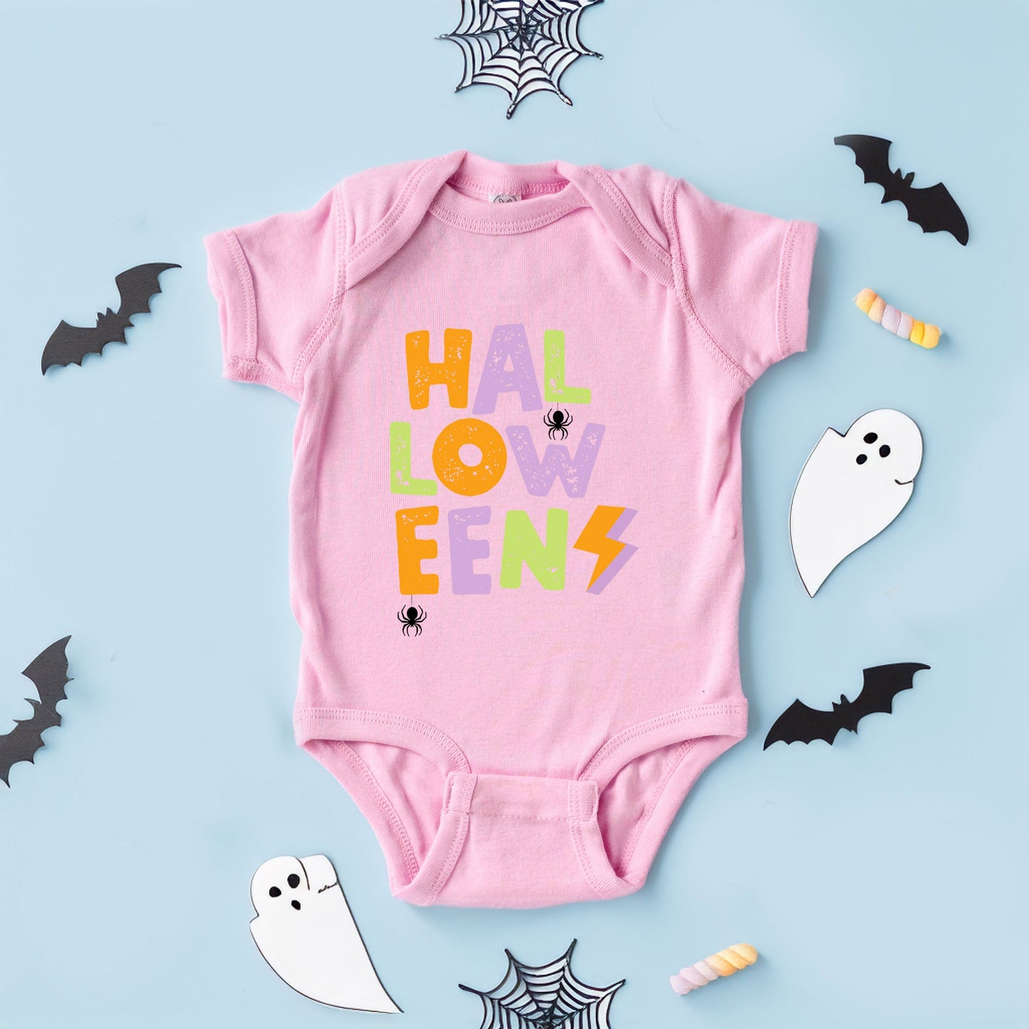 Halloween Lightning Bolt Colorful | Baby Graphic Short Sleeve Bodysuit