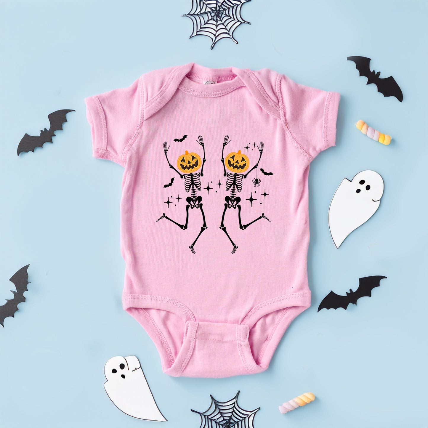 Pumpkin Skeleton | Baby Graphic Short Sleeve Bodysuit