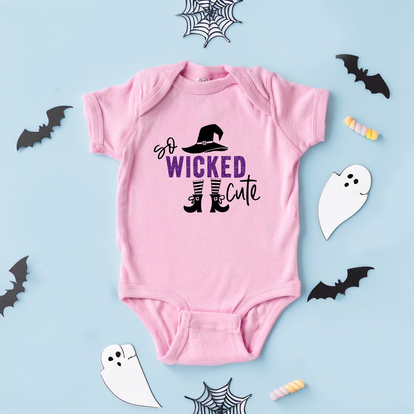So Wicked Cute Glitter | Baby Graphic Short Sleeve Bodysuit