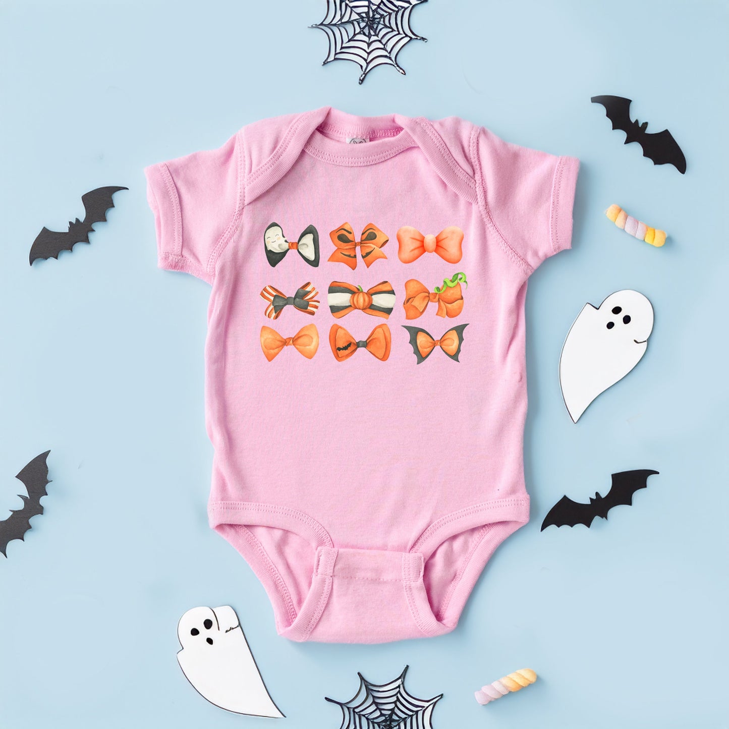 Coquette Girl Halloween Bow Chart | Baby Graphic Short Sleeve Bodysuit