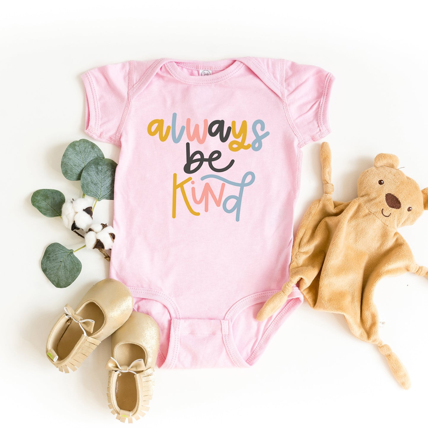 Always Be Kind Colorful | Baby Graphic Short Sleeve Bodysuit