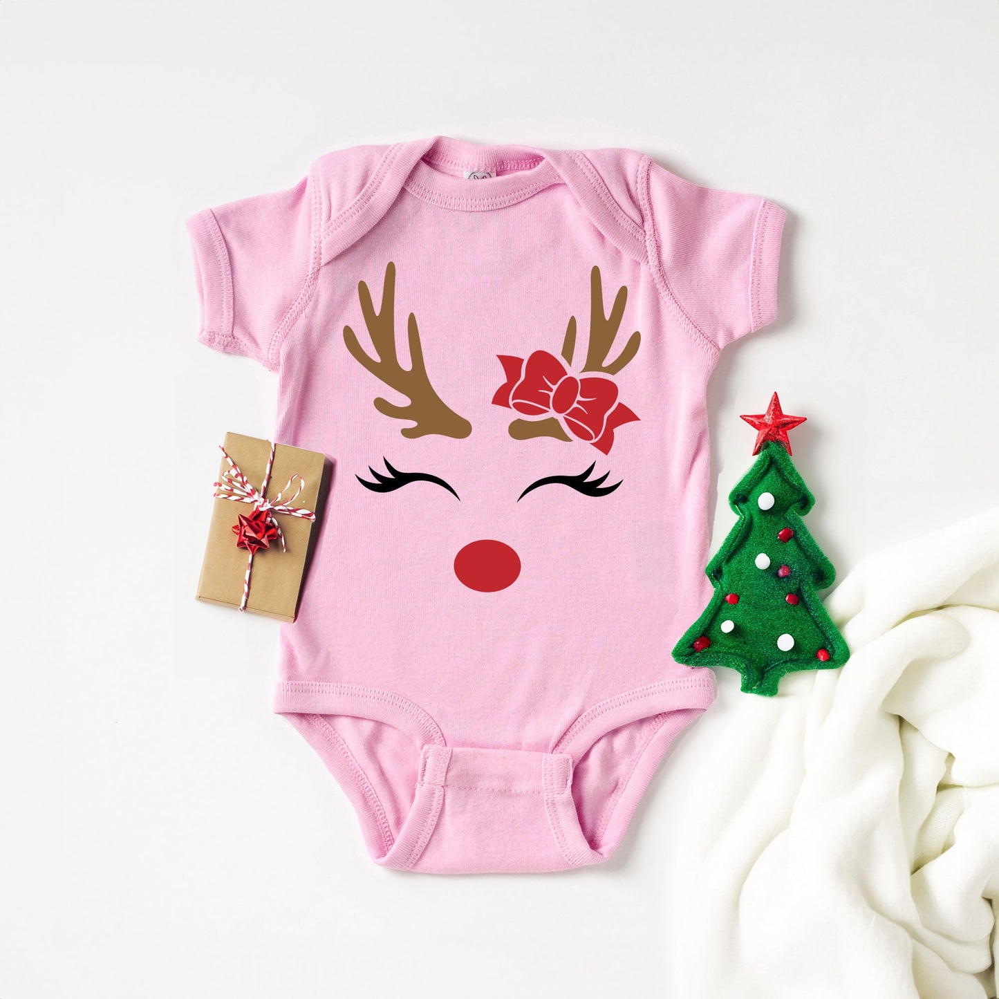 Reindeer Girl | Baby Graphic Short Sleeve Bodysuit