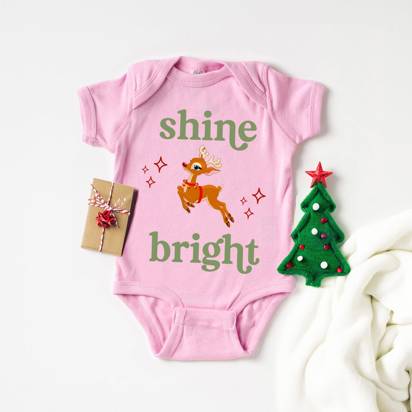 Shine Bright Deer | Baby Graphic Short Sleeve Bodysuit