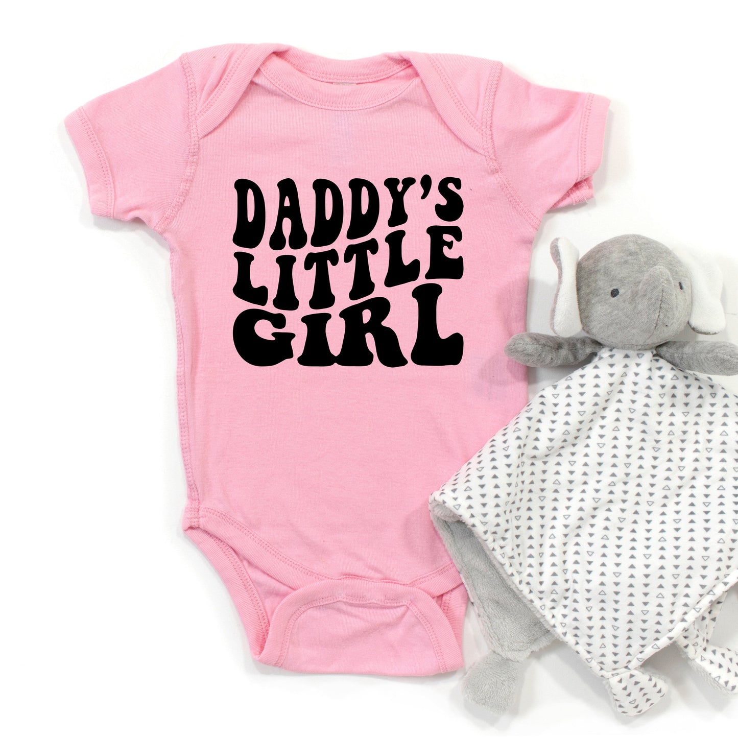 Daddy's Little Girl Wavy | Baby Graphic Short Sleeve Bodysuit