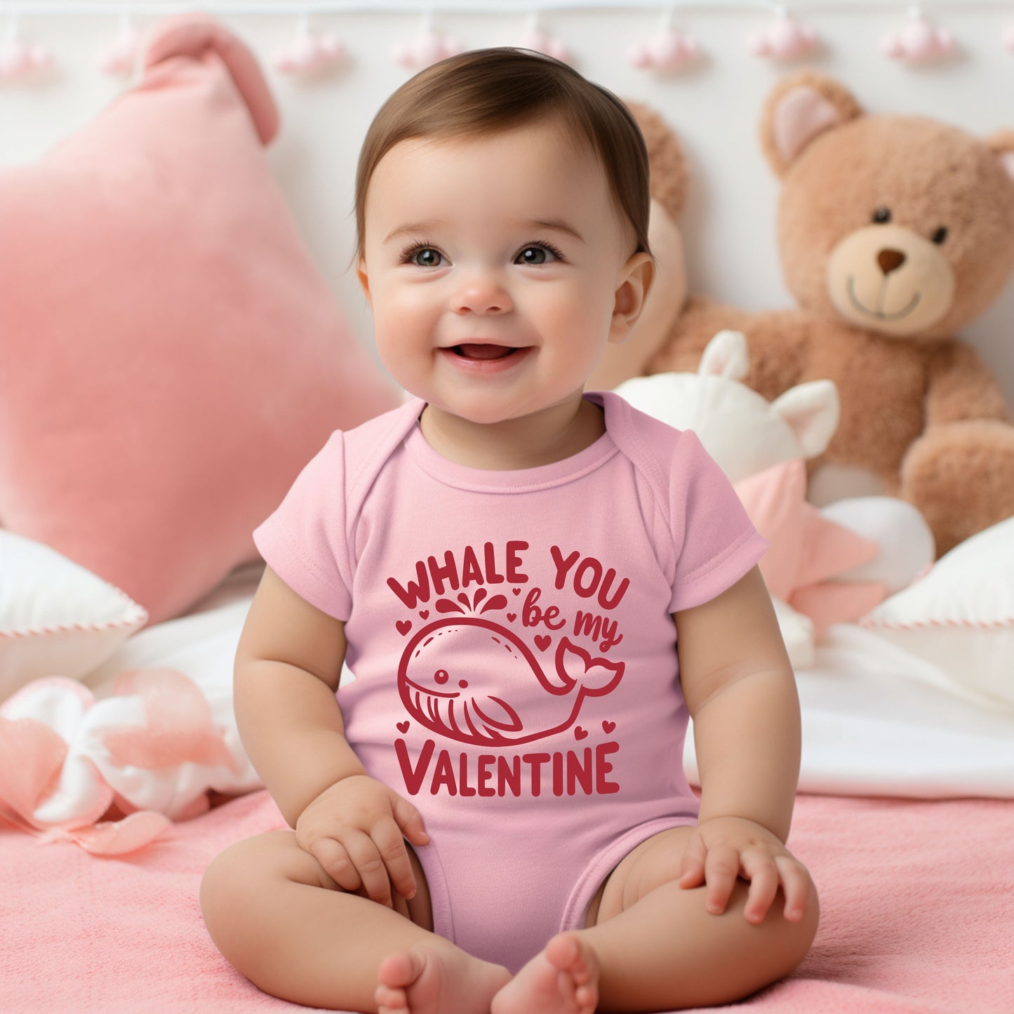 Valentines Whale | Baby Graphic Short Sleeve Bodysuit