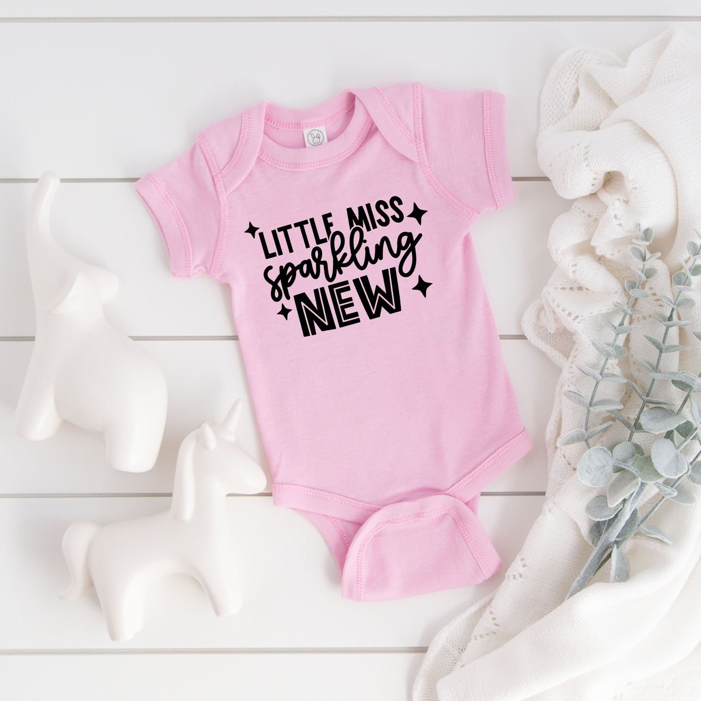 Little Miss Sparkling New | Baby Graphic Short Sleeve Bodysuit