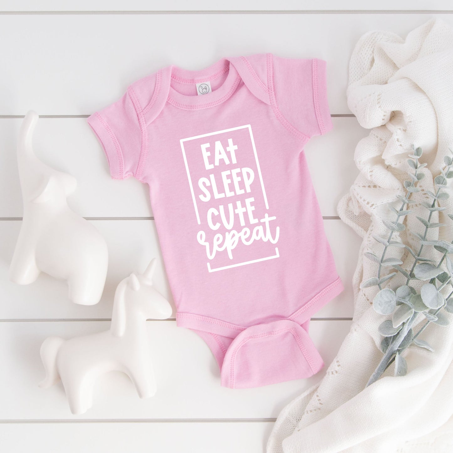 Eat Sleep Cute Repeat | Baby Graphic Short Sleeve Bodysuit