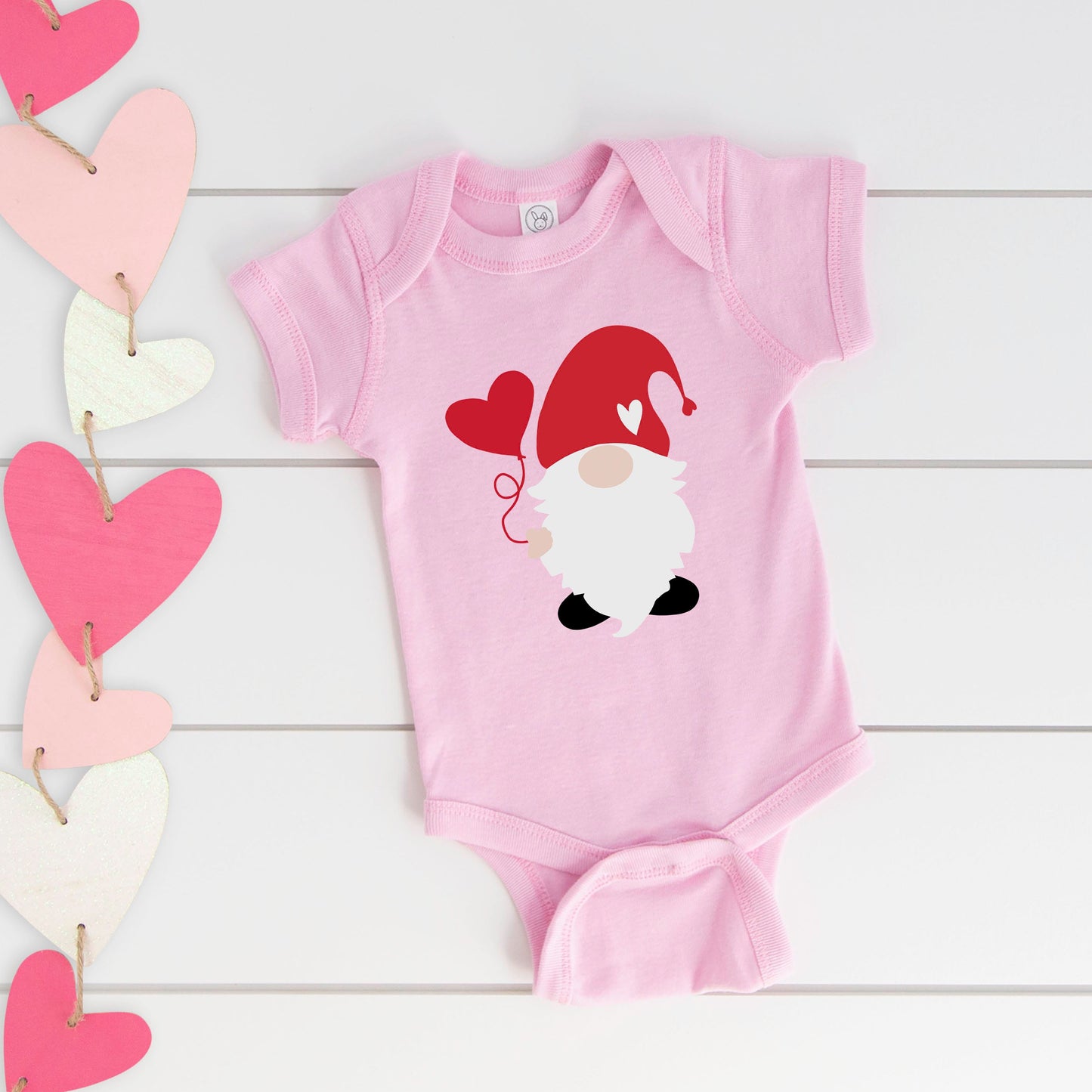 Balloon Heart Gnome | Baby Graphic Short Sleeve Bodysuit
