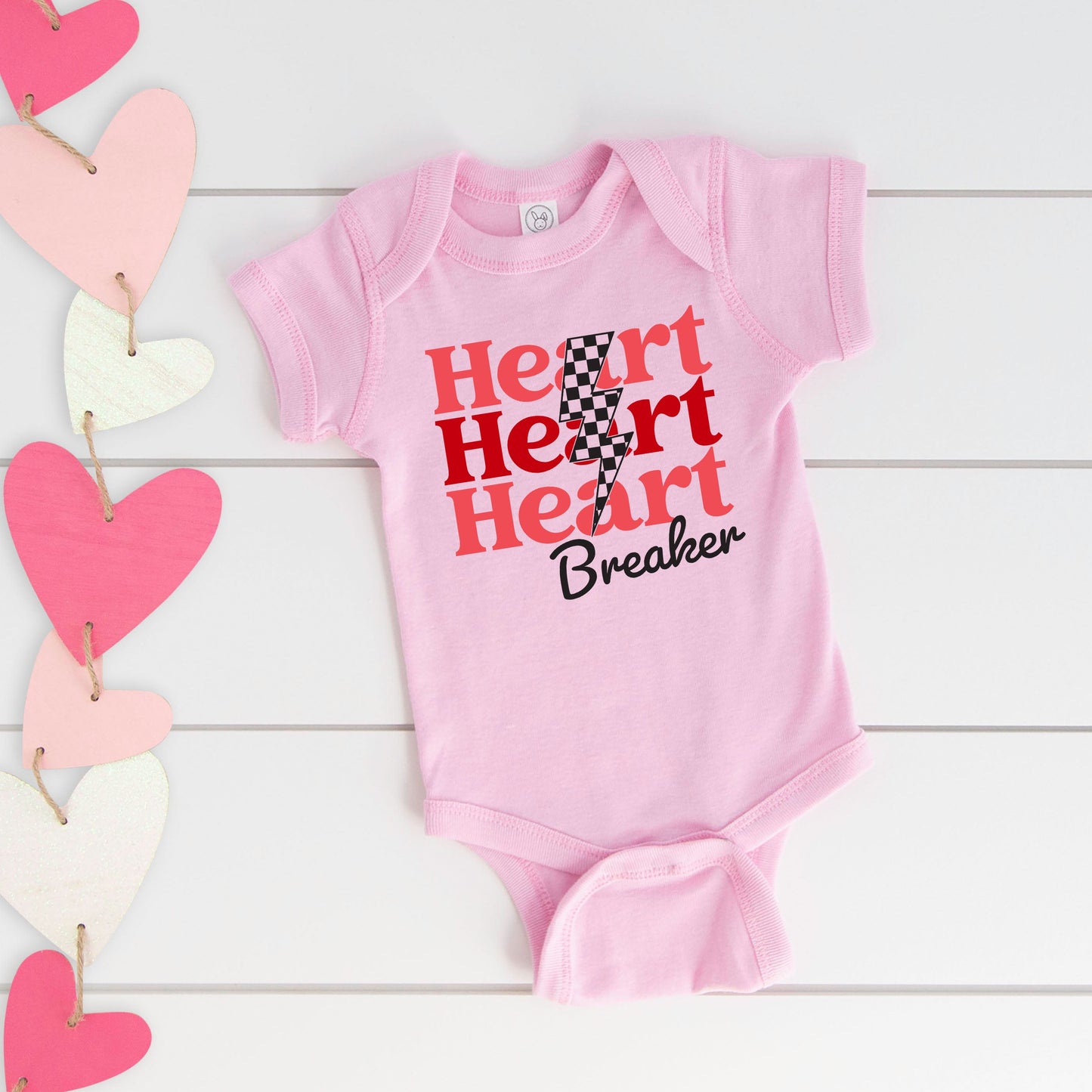 Heart Breaker Checkered Bolt | Baby Graphic Short Sleeve Bodysuit