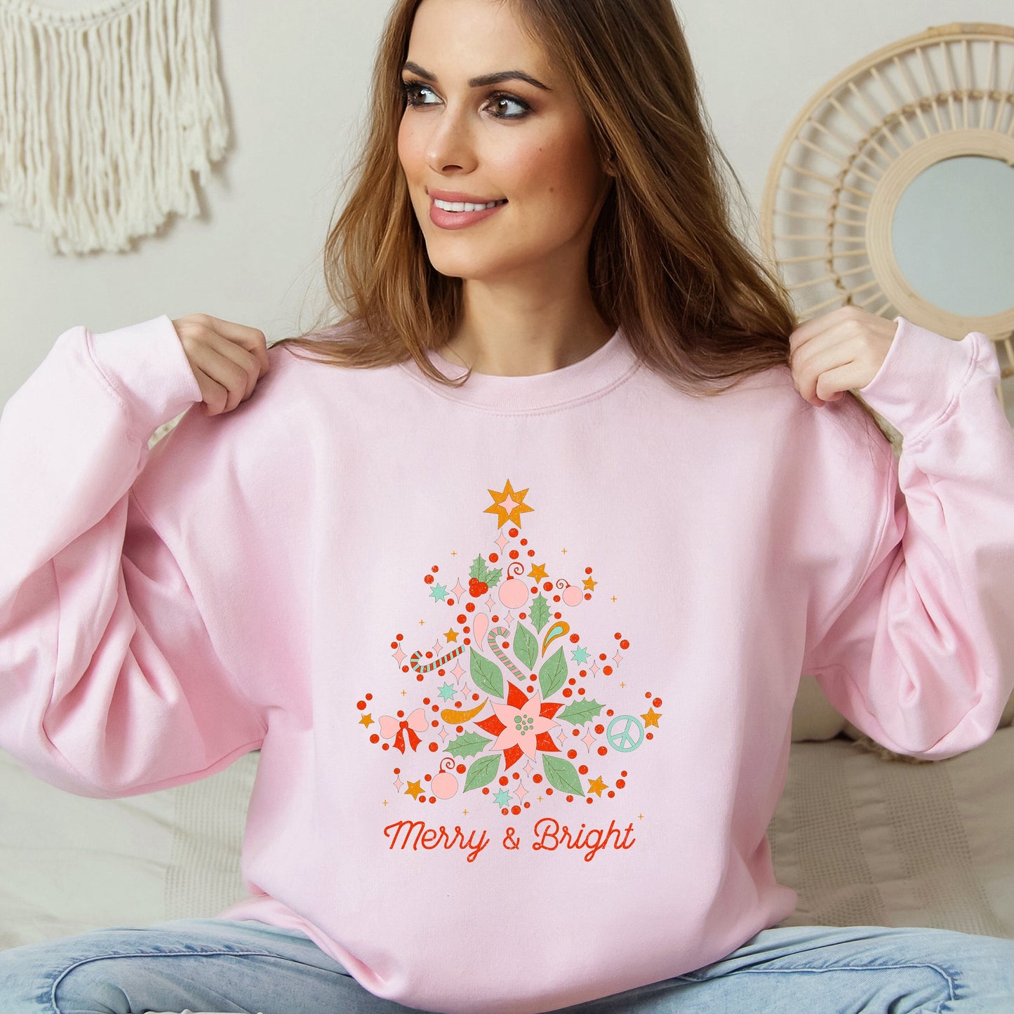 Merry and Bright Tree Grunge | Sweatshirt