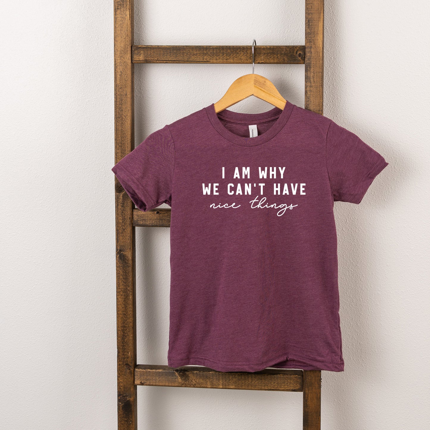 Can't Have Nice Things Cursive | Youth Short Sleeve Crew Neck