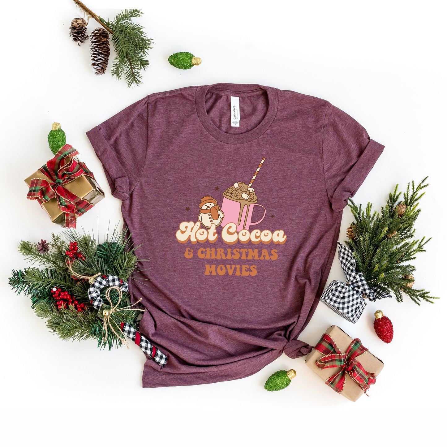 Hot Coco And Christmas Movies | Short Sleeve Crew Neck