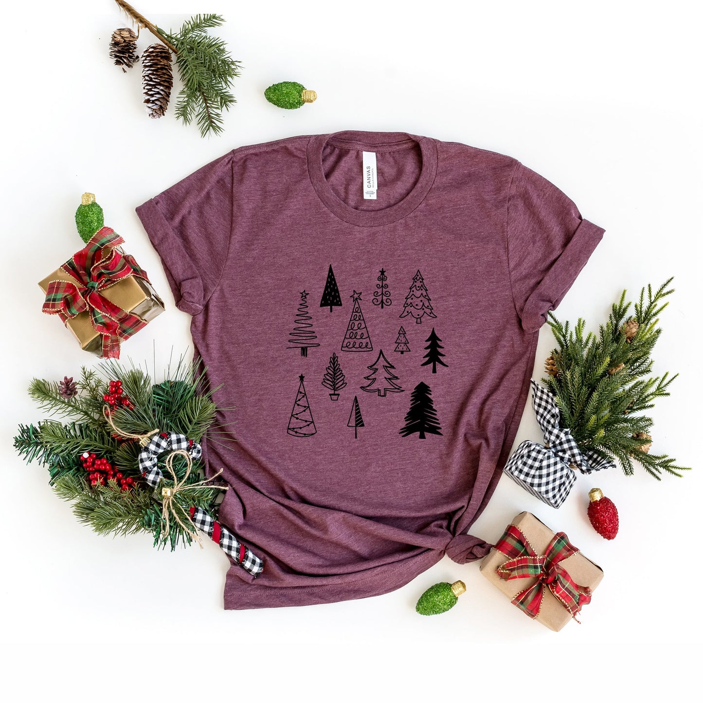 Christmas Tree Botanical | Short Sleeve Crew Neck