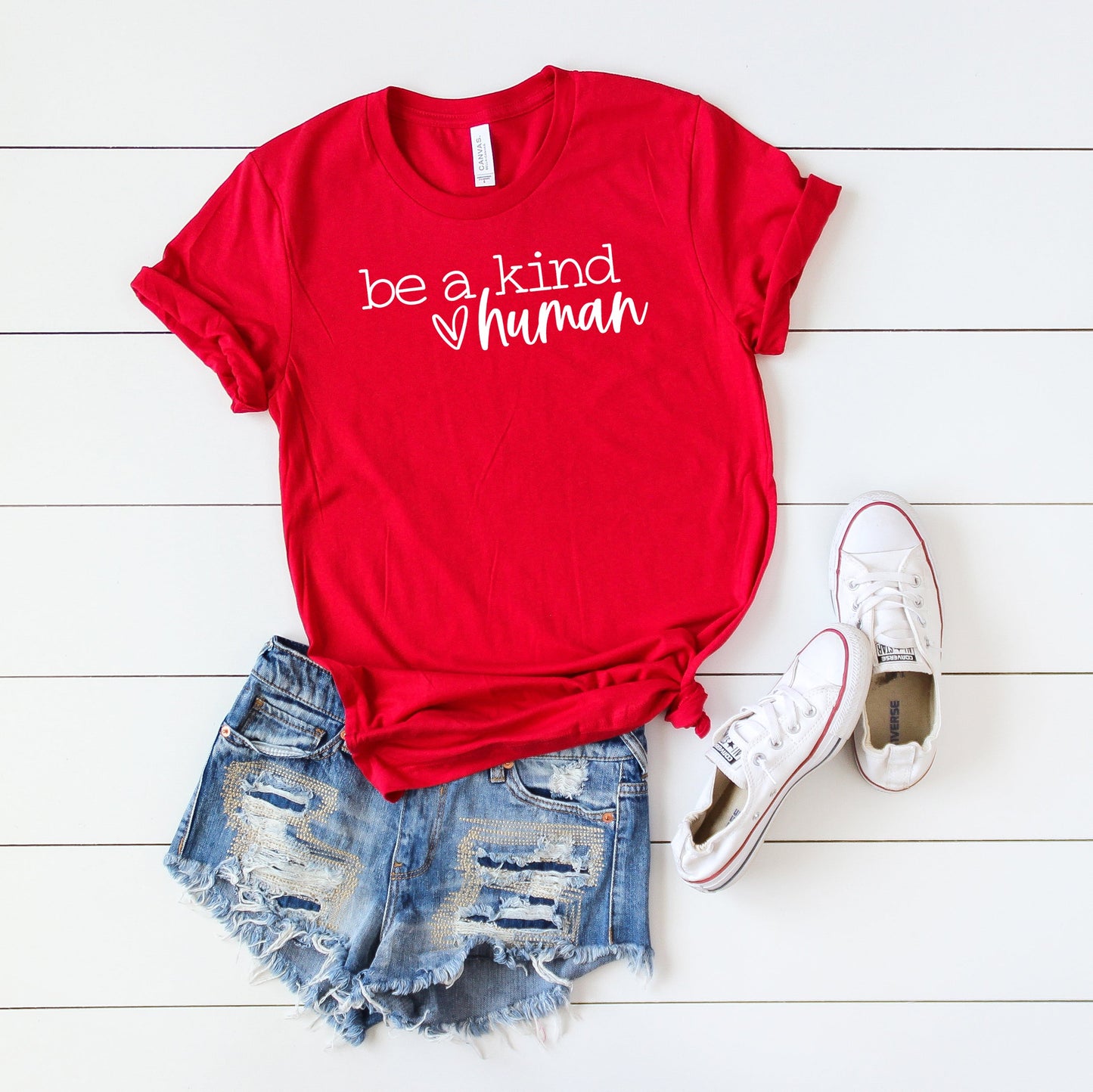 Be A Kind Human Heart | Short Sleeve Graphic Tee