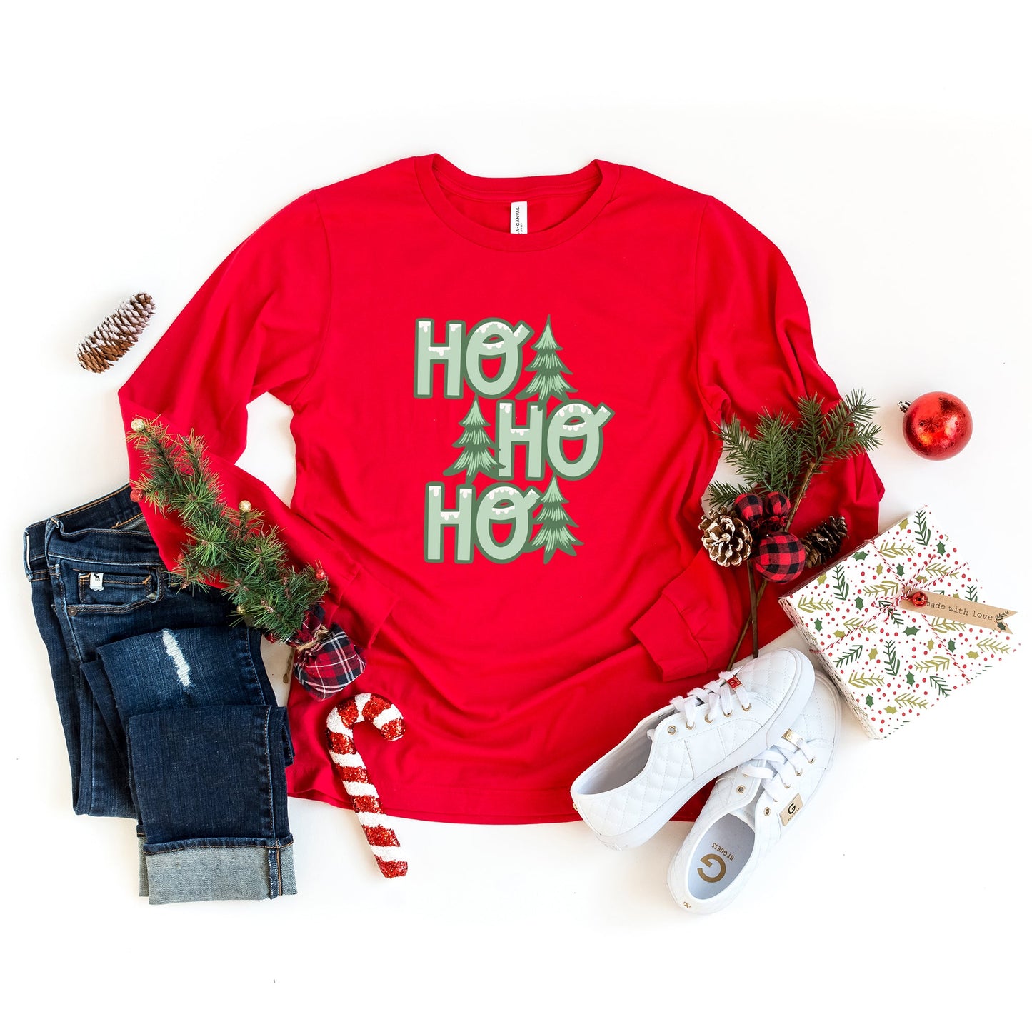 Ho Ho Ho Tree | Long Sleeve Crew Neck