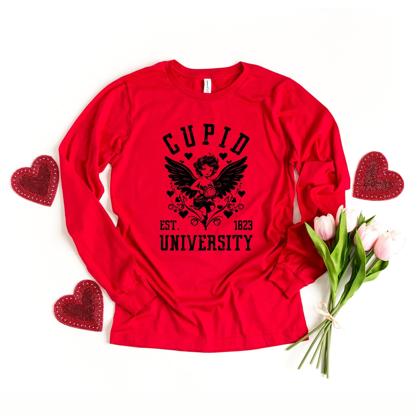 Cupid Distressed | Long Sleeve Crew Neck