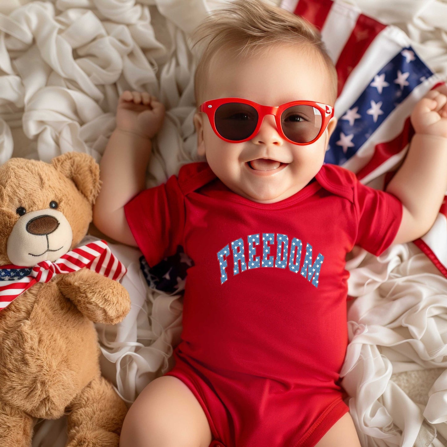 Retro Freedom Stars | Baby Graphic Short Sleeve Bodysuit