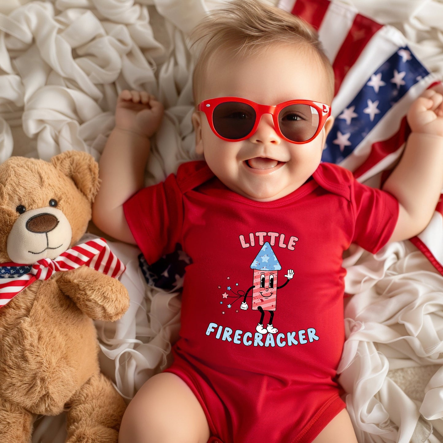 Retro Little Firecracker | Baby Graphic Short Sleeve Bodysuit