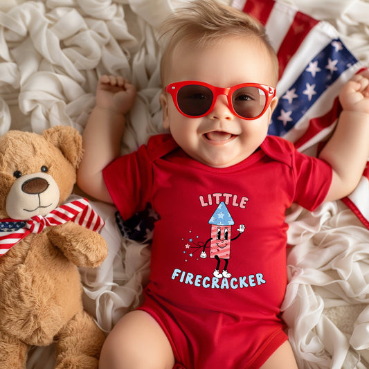 Retro Little Firecracker | Baby Graphic Short Sleeve Bodysuit
