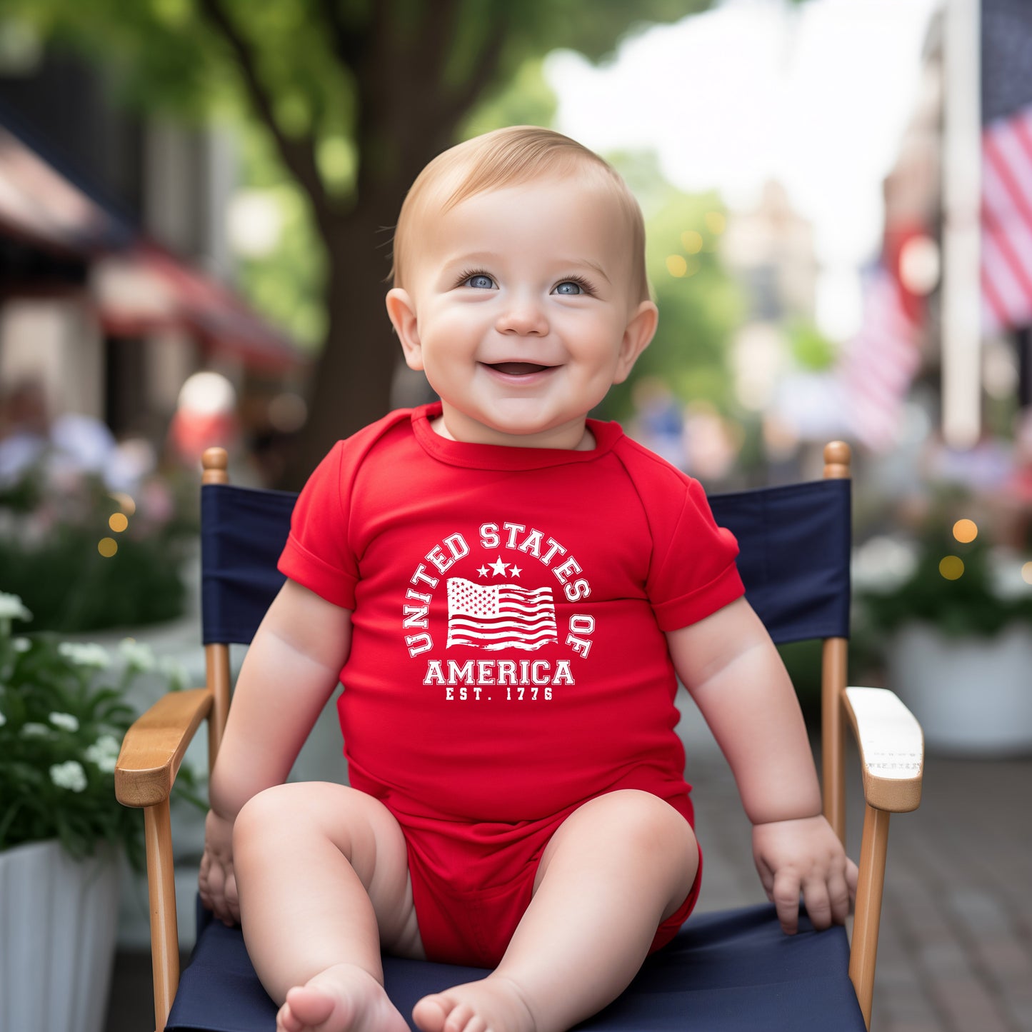 USA Flag Circle | Baby Graphic Short Sleeve Bodysuit