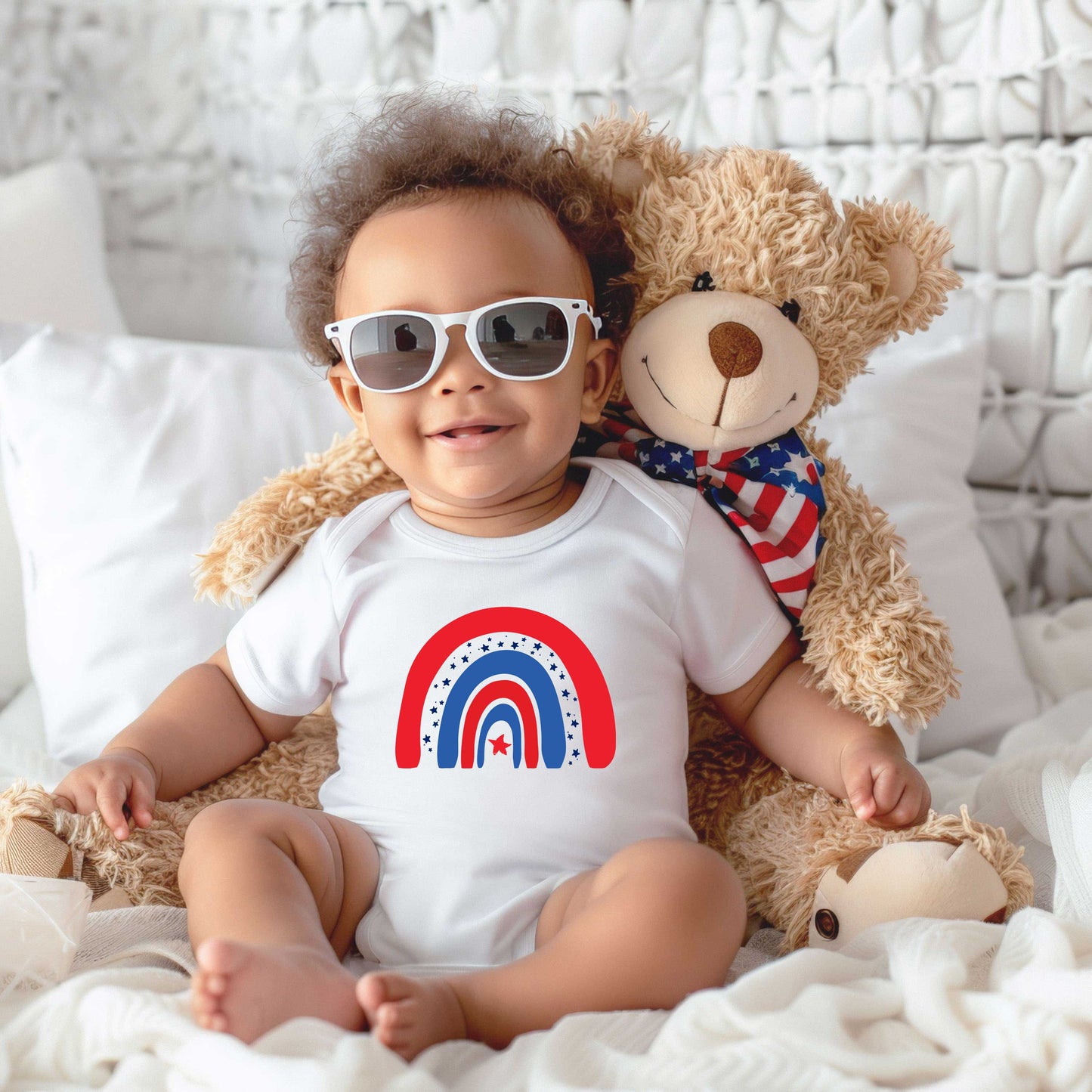 Patriotic Rainbow | Baby Graphic Short Sleeve Bodysuit