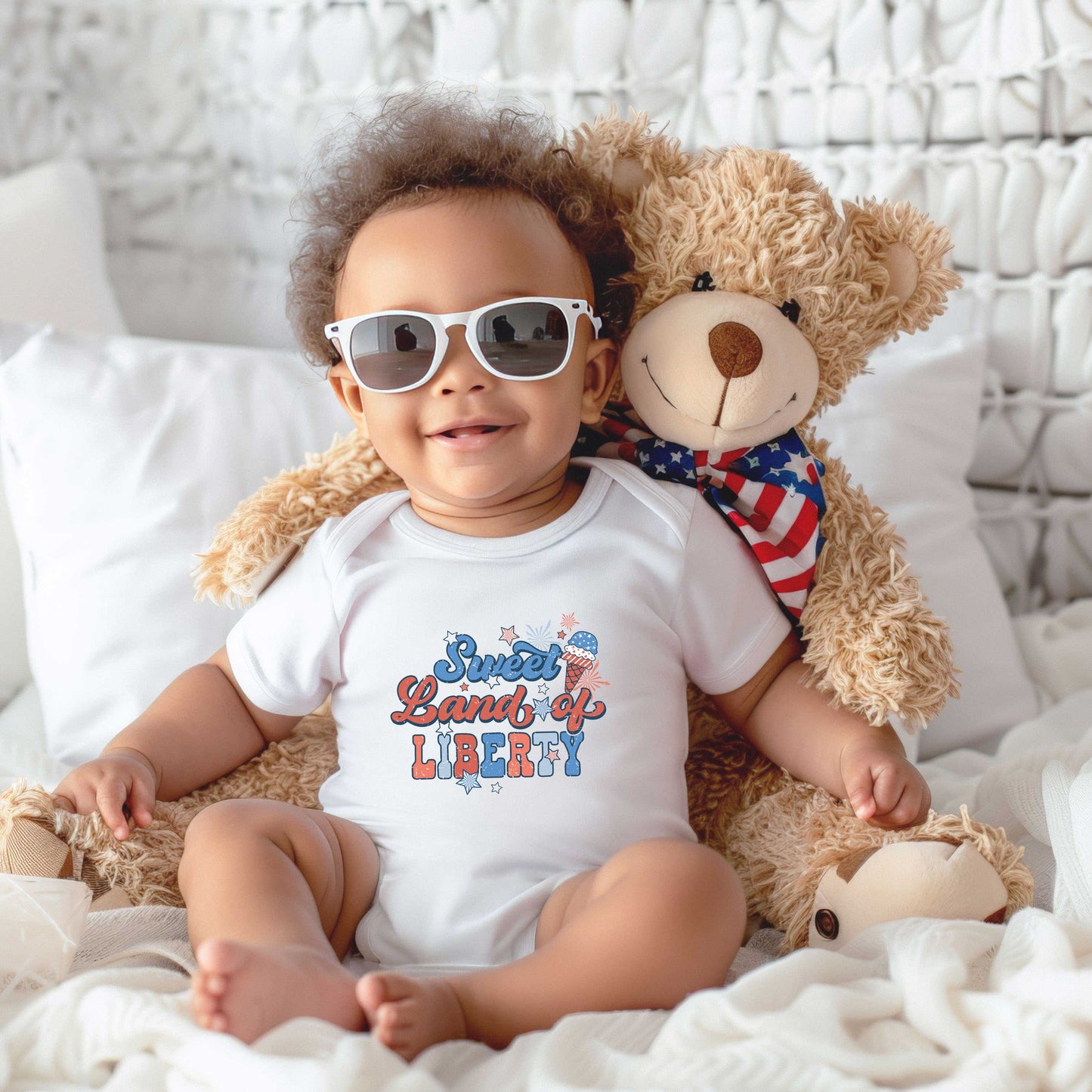 Retro Sweet Land Of Liberty | Baby Graphic Short Sleeve Bodysuit