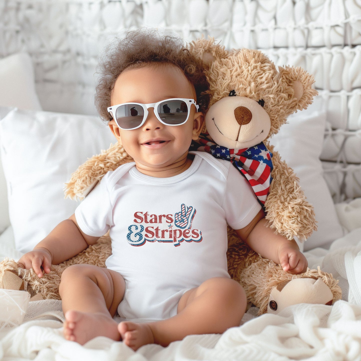 Stars And Stripes Distressed | Baby Graphic Short Sleeve Bodysuit