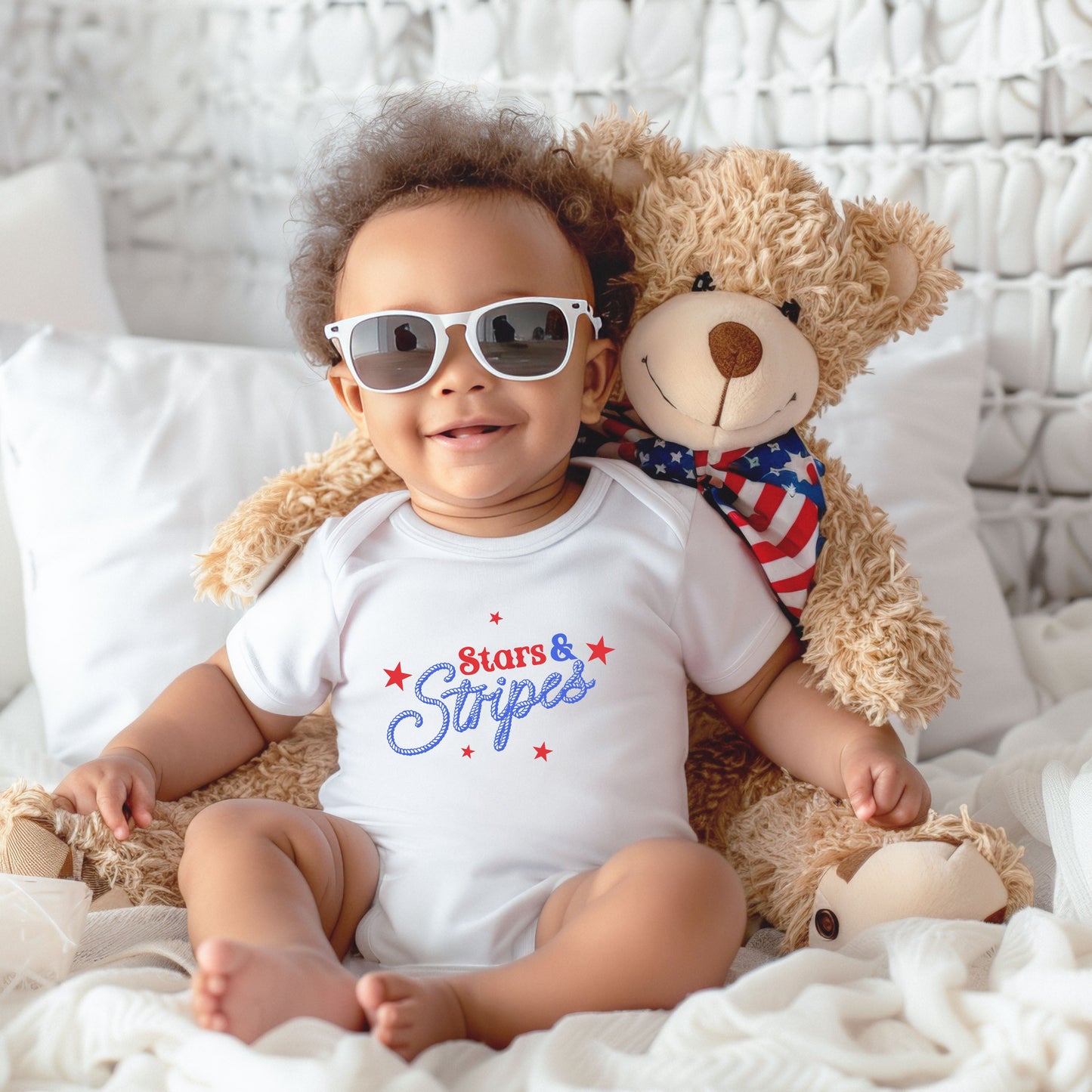 Western Stars And Stripes | Baby Graphic Short Sleeve Bodysuit