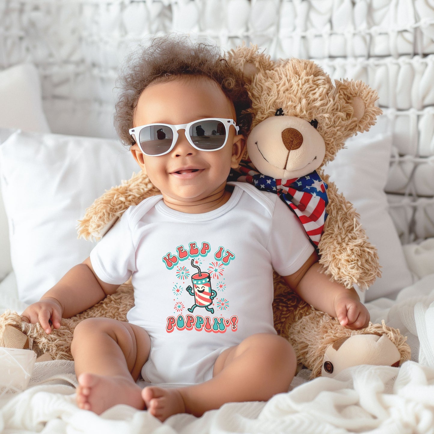 Keep It Poppin' Firework | Baby Graphic Short Sleeve Bodysuit