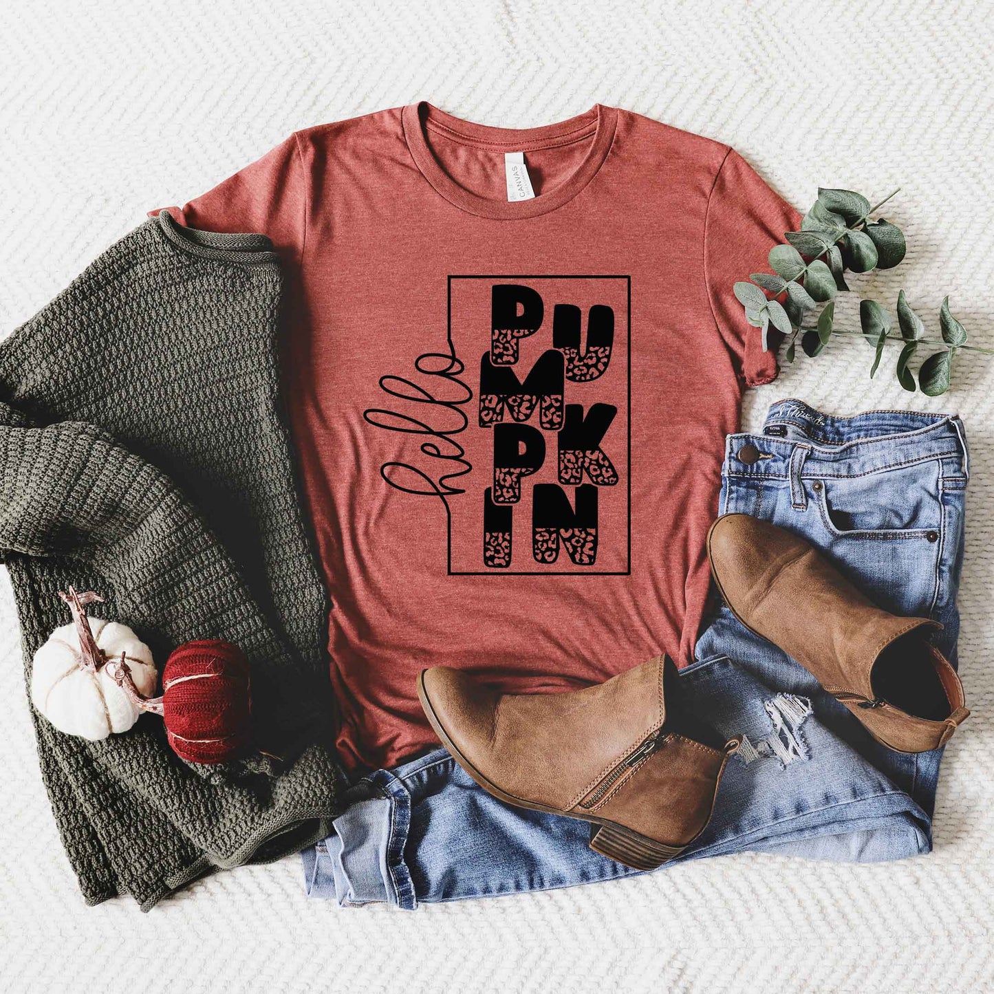 Hello Pumpkin Square | Short Sleeve Crew Neck